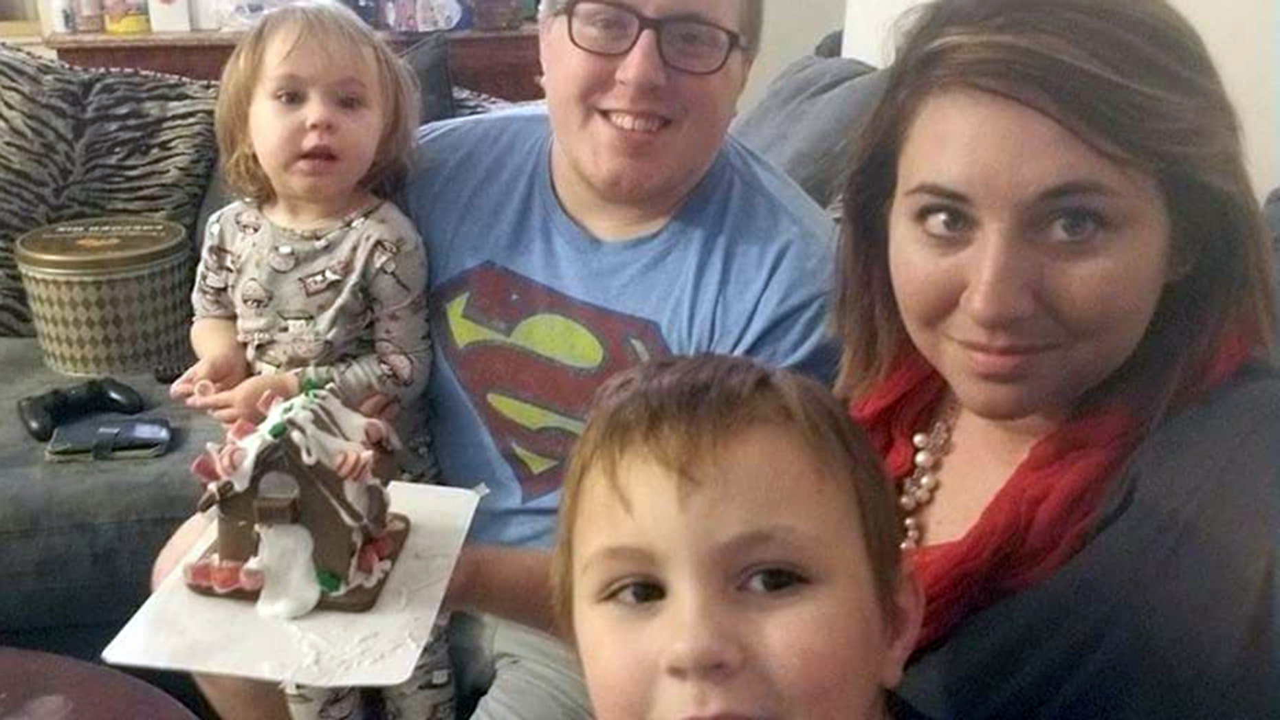 Josh Stanley (top left) with his wife Amber Stanley, 24, (top right) and their kids, Jack, 4, and Autumn, 2. Amber Stanley and her kids were killed Monday when their car hit an alligator.