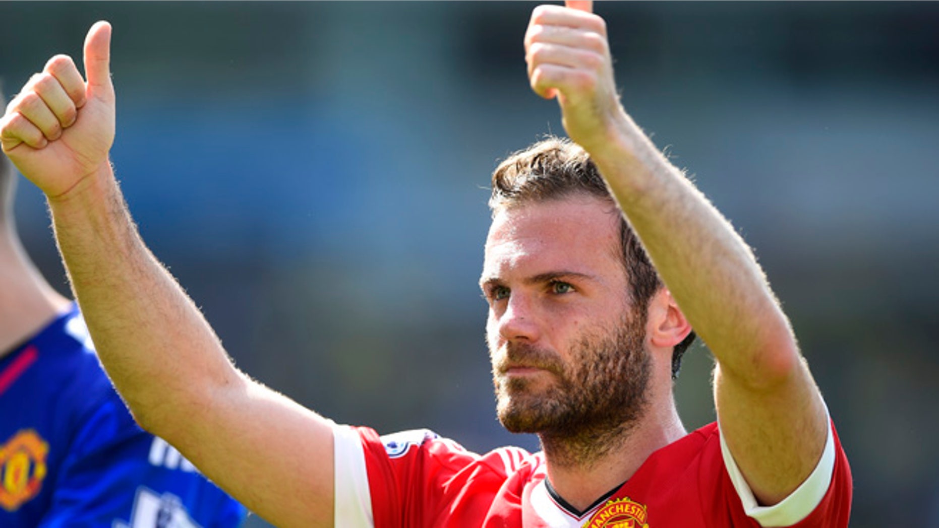 NORWICH, ENGLAND - MAY 07: Juan Mata of Manchester United celebrates his team's 1-0 win in the Barclays Premier League match between Norwich City and Manchester United at Carrow Road on May 7, 2016 in Norwich, England. (Photo by Mike Hewitt/Getty Images)