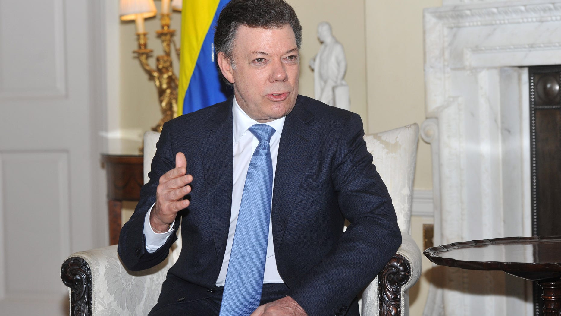 Colombian President Juan Manuel Santos speaks to media on arrest of Daniel “El Loco” Barrera.