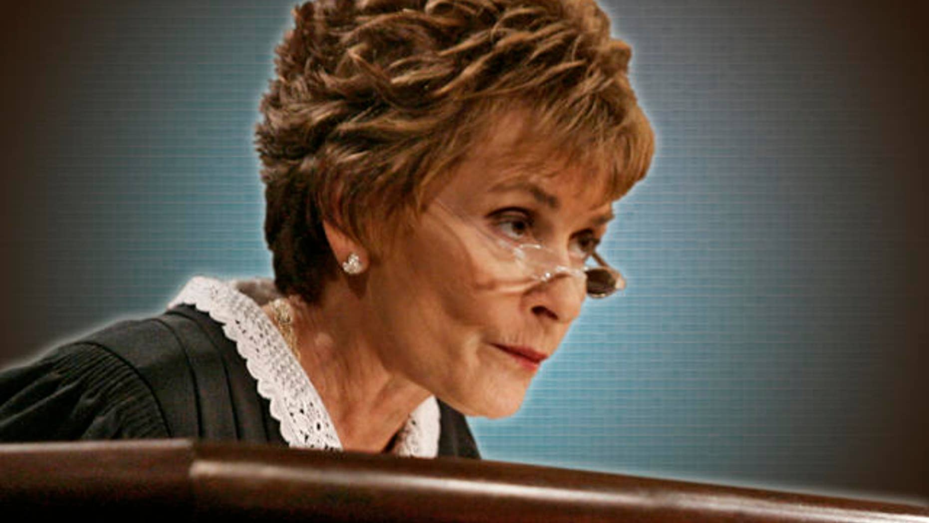 Judge Judy Sheindlin presides over a case on the set of her syndicated show "Judge Judy."
