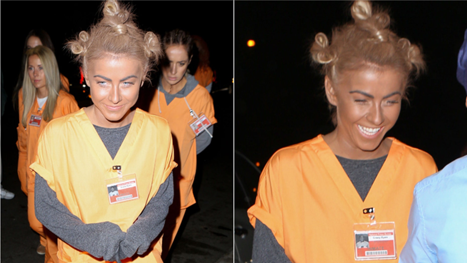 Julianne Hough and her gal pals dressed up as the jailbirds from the Netflix hit "Orange is the New Black." Hough was slammed for donning a "black face" costume.