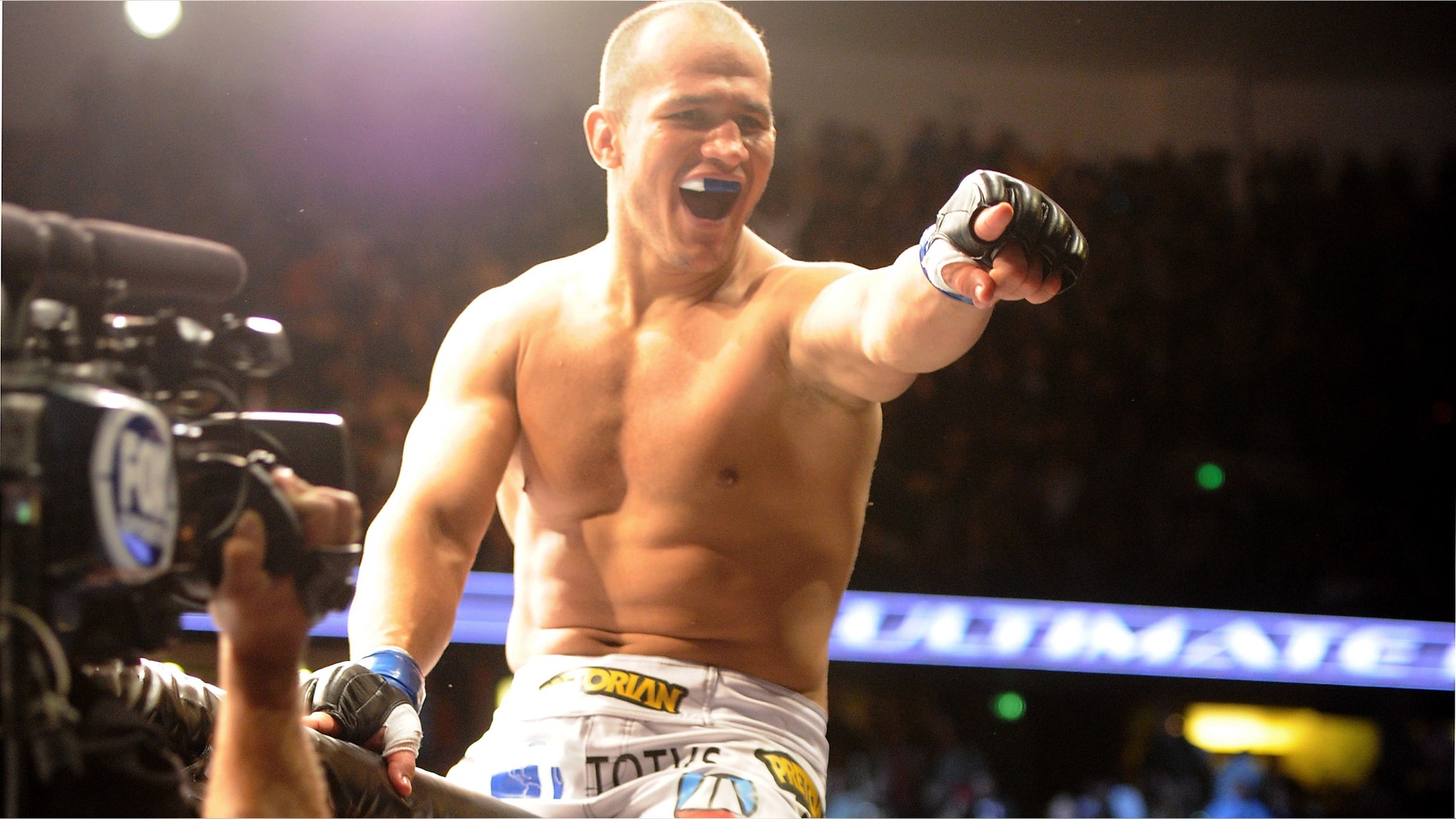 ANAHEIM, CA - NOVEMBER 12: UFC World Heavyweight Champion Junior dos Santos is seen at UFC on Fox: Live Heavyweight Championship at the Honda Center on November 12, 2011 in Anaheim, California. (Photo by Jason Merritt/Getty Images)