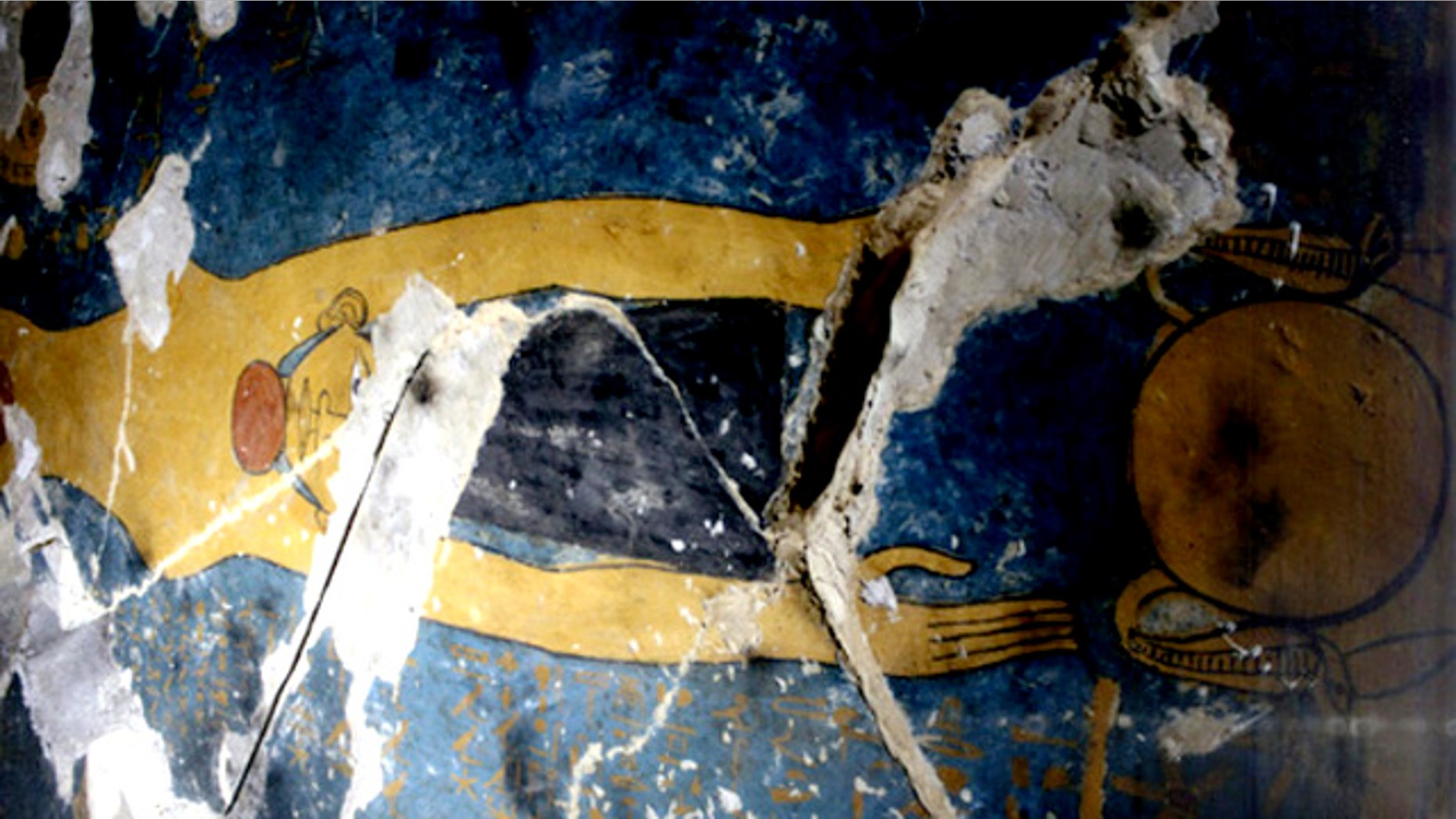 Painted ceiling of Karakhamun's burial chamber. This scene depicts the sky goddess, Nut.
