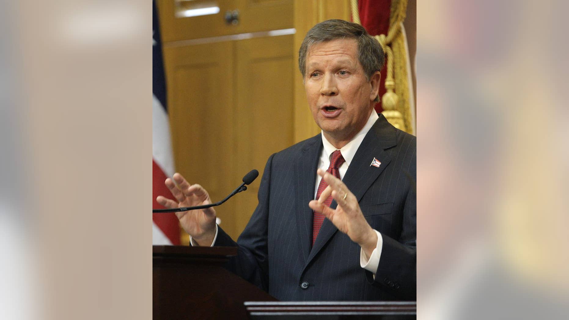 Ohio Gov. John Kasich delivers the State of the State address Tuesday, March 8, 2011, in Columbus, Ohio. (AP Photo/Jay LaPrete)