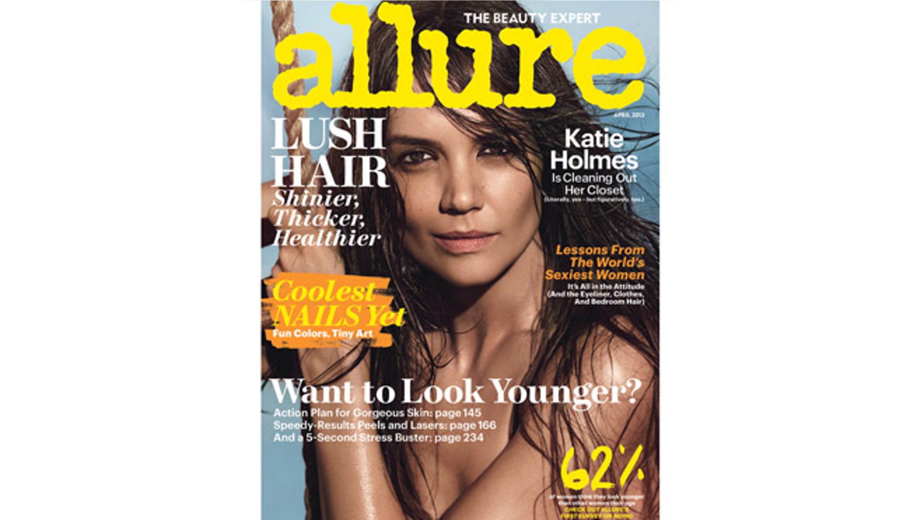 This magazine cover image released by Allure shows actress Katie Holmes on the cover of the April 2013 issue.