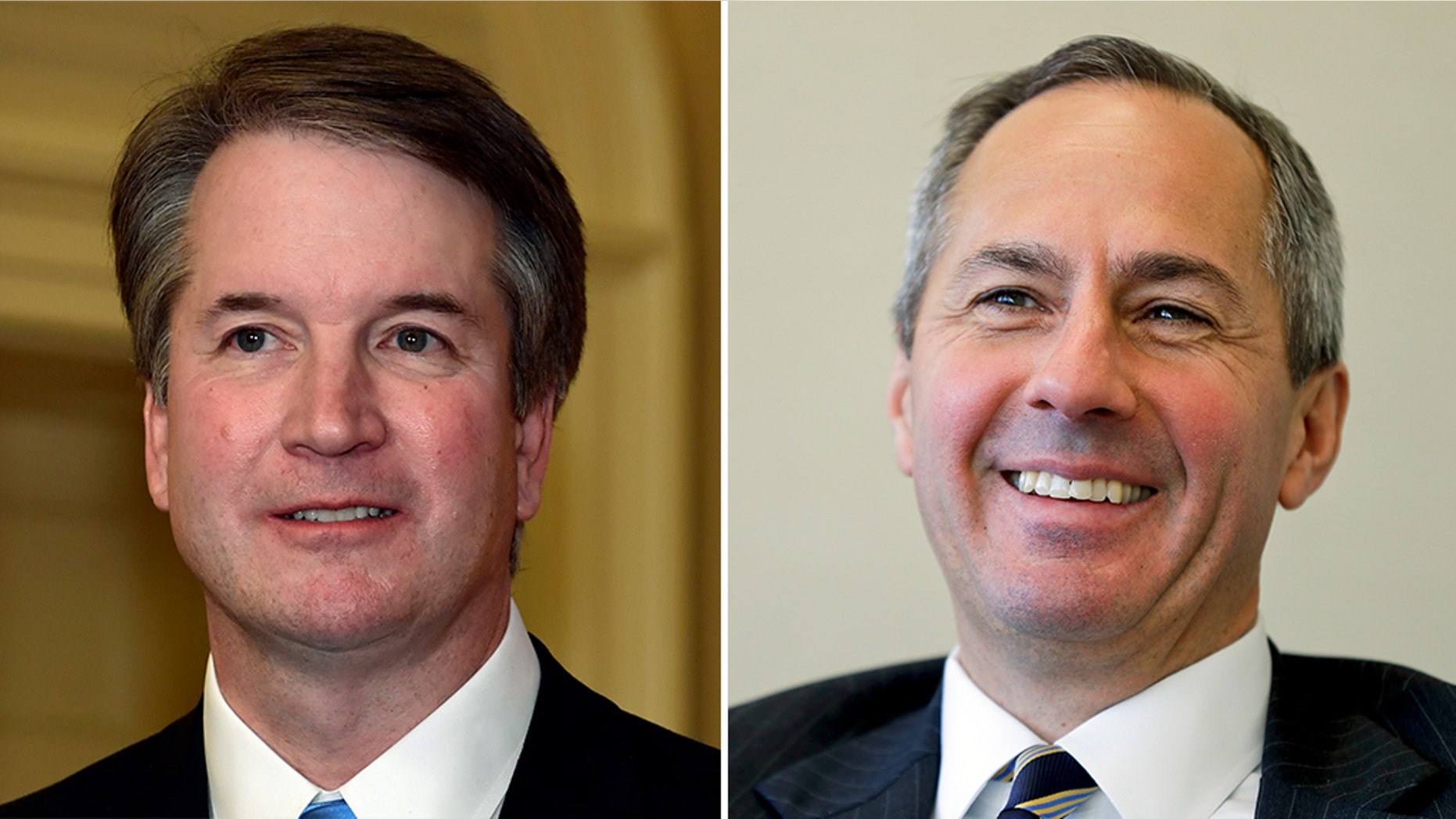 The Democrats' Twitter account posted a warning about President Trump's Supreme Court pick -- showing Judge Thomas Hardiman, right, not Judge Brett Kavanaugh.