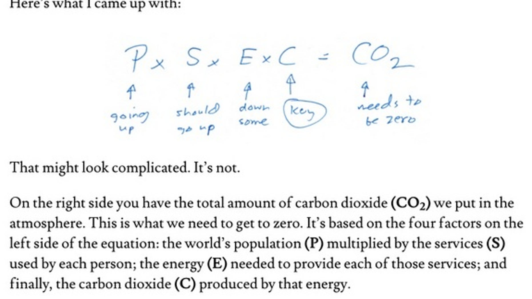 The equation that Bill Gates "discovered," according to a letter he recently published.