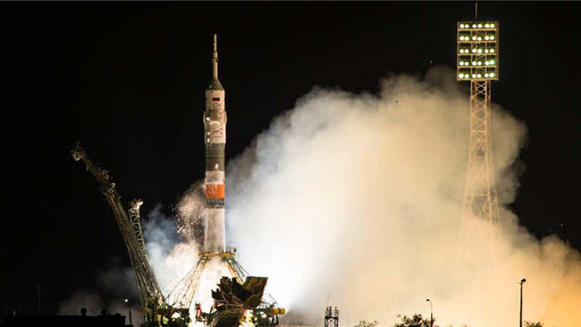 July 23, 2015: The Soyuz-FG booster rocket with the space capsule Soyuz TMA-14M is launched to the International Space Station from the Russian-leased Baikonur cosmodrome, Kazakhstan, in Kazakhstan. (AP Photo/Pavel Golovkin)