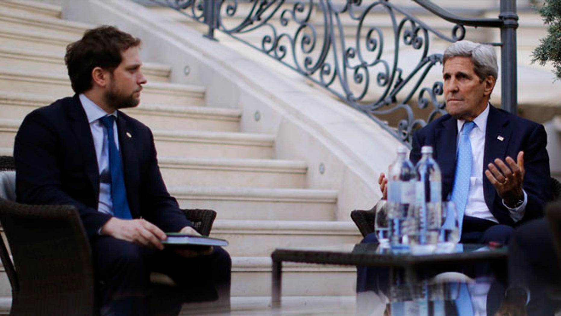 July 10, 2015: Secretary of State John Kerry, right, and State Department Chief of Staff Jon Finer at the Iran nuclear talks, Vienna, Austria.