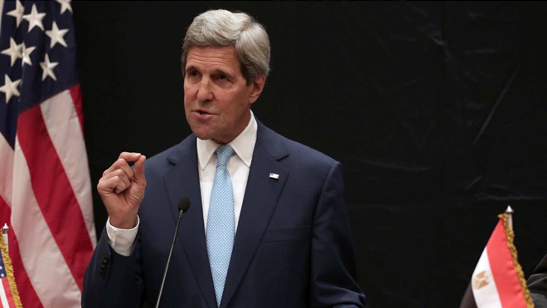 June 22, 2014: Secretary of State John Kerry at a joint news conference with Egyptian Foreign Minister Sameh Shoukry, in Cairo, Egypt.