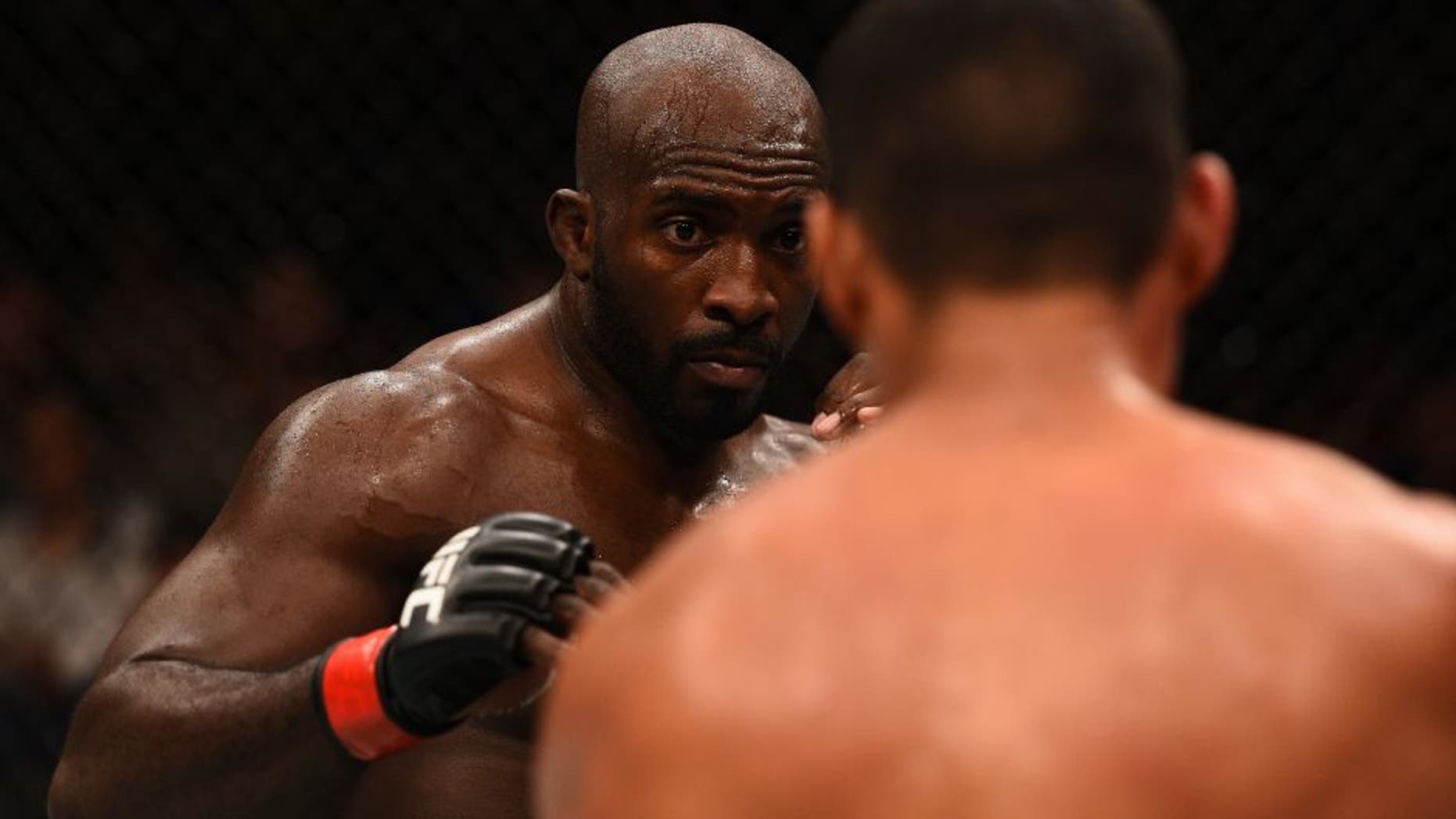 SAN DIEGO, CA - JULY 15: (L-R) Kevin Casey circles Ildemar Alcantara of Brazil in their middleweight bout during the UFC event at the Valley View Casino Center on July 15, 2015 in San Diego, California. (Photo by Jeff Bottari/Zuffa LLC/Zuffa LLC via Getty Images)