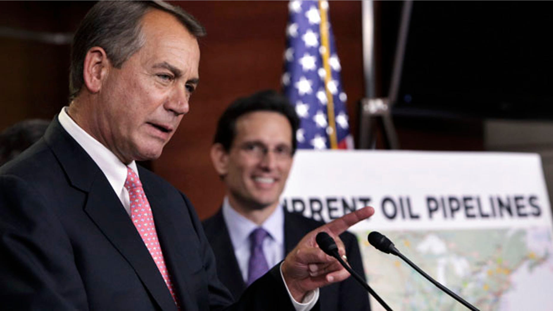FILE: January 18, 2012: House Speaker John Boehner and House Majority Leader Eric Cantor at Capitol Hill news conference about the Keystone XL pipeline.
