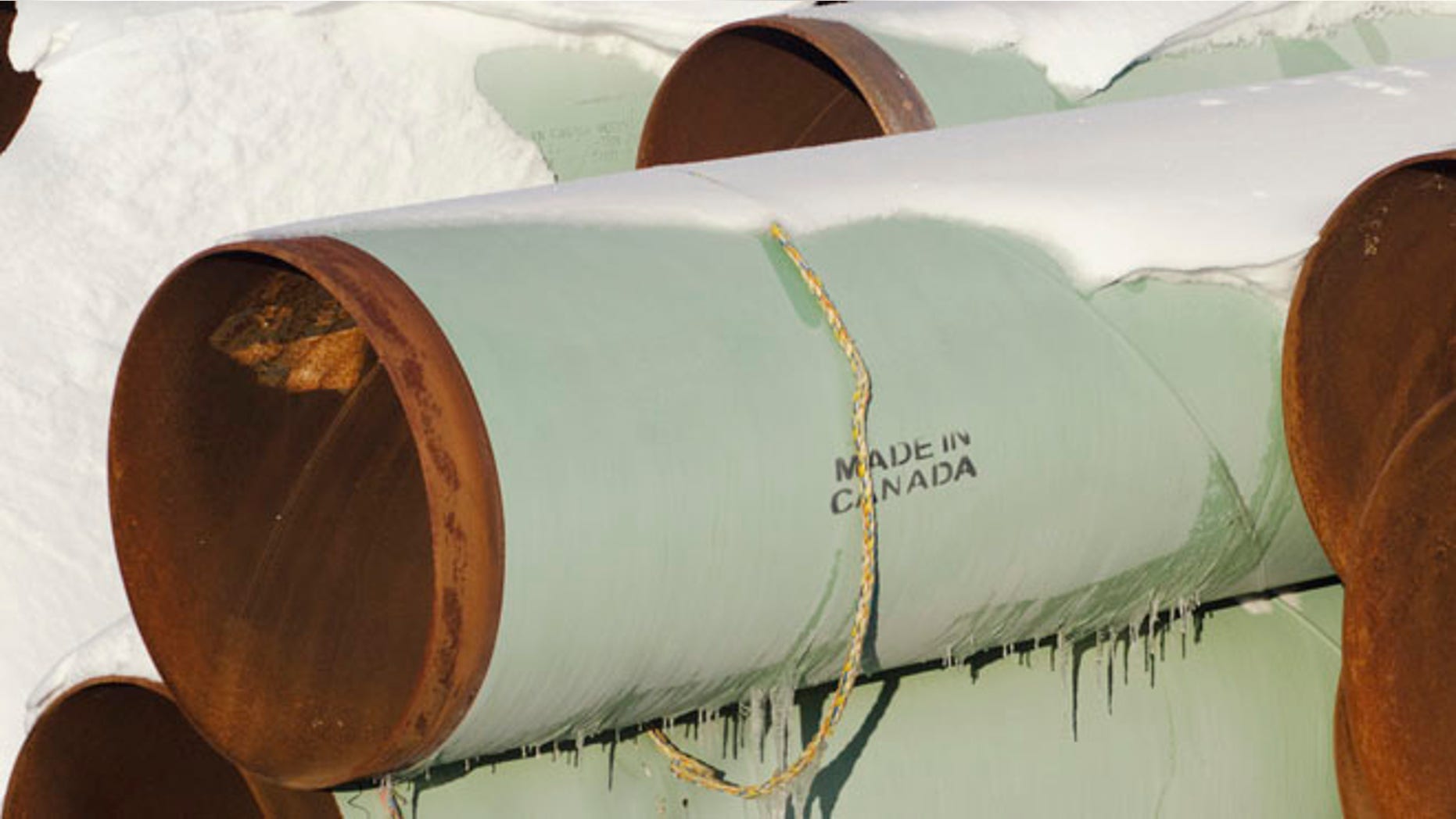 FILE: November 14, 2014: A depot used to store pipes for Transcanada Corp's planned Keystone XL oil pipeline is seen in Gascoyne, North Dakota.