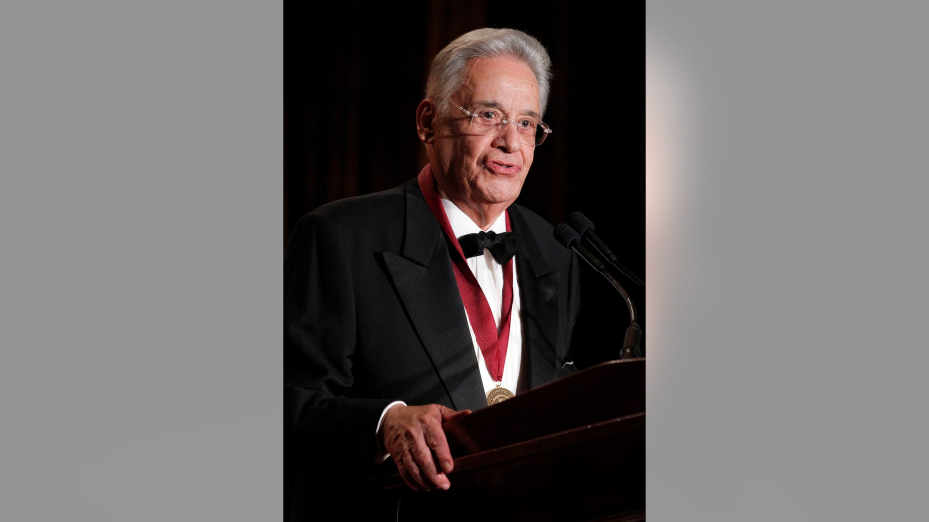 FILE - In this July 10, 2012, file photo, former Brazil President Fernando Henrique Cardoso speaks after receiving the Kluge prize for lifetime achievement in the study of humanity from James H. Billington, the Librarian of Congress, during a ceremony at the Library of Congress in Washington. Cardoso announced Monday, March 30, 2015, that he will form part of a team defending two jailed opposition leaders in Venezuela. (AP Photo/Alex Brandon, File)