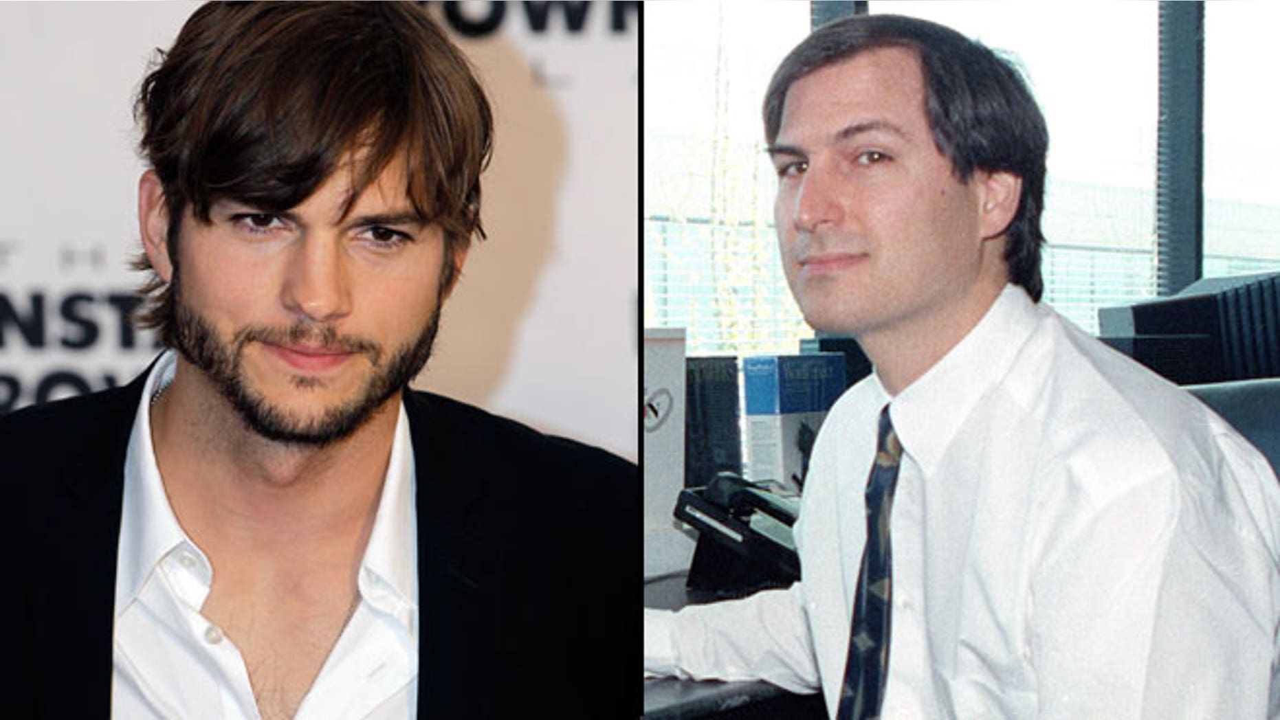 Ashton Kutcher (left) will play late Apple founder Steve Jobs, pictured at right in 1991.