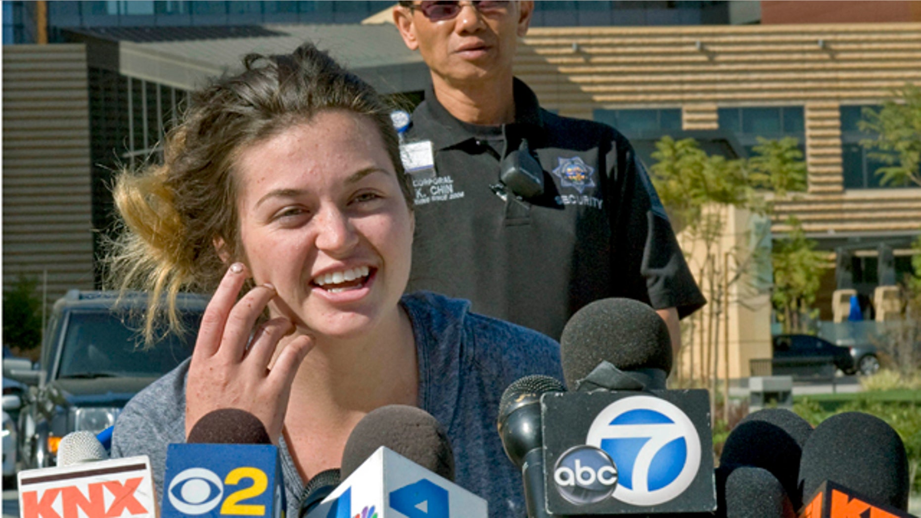 April 8, 2013: Kyndall Jack, one of the two hikers who became lost for nearly a week in the Cleveland National Forest last week, talks about her ordeal and thanks rescuers during a news conference.