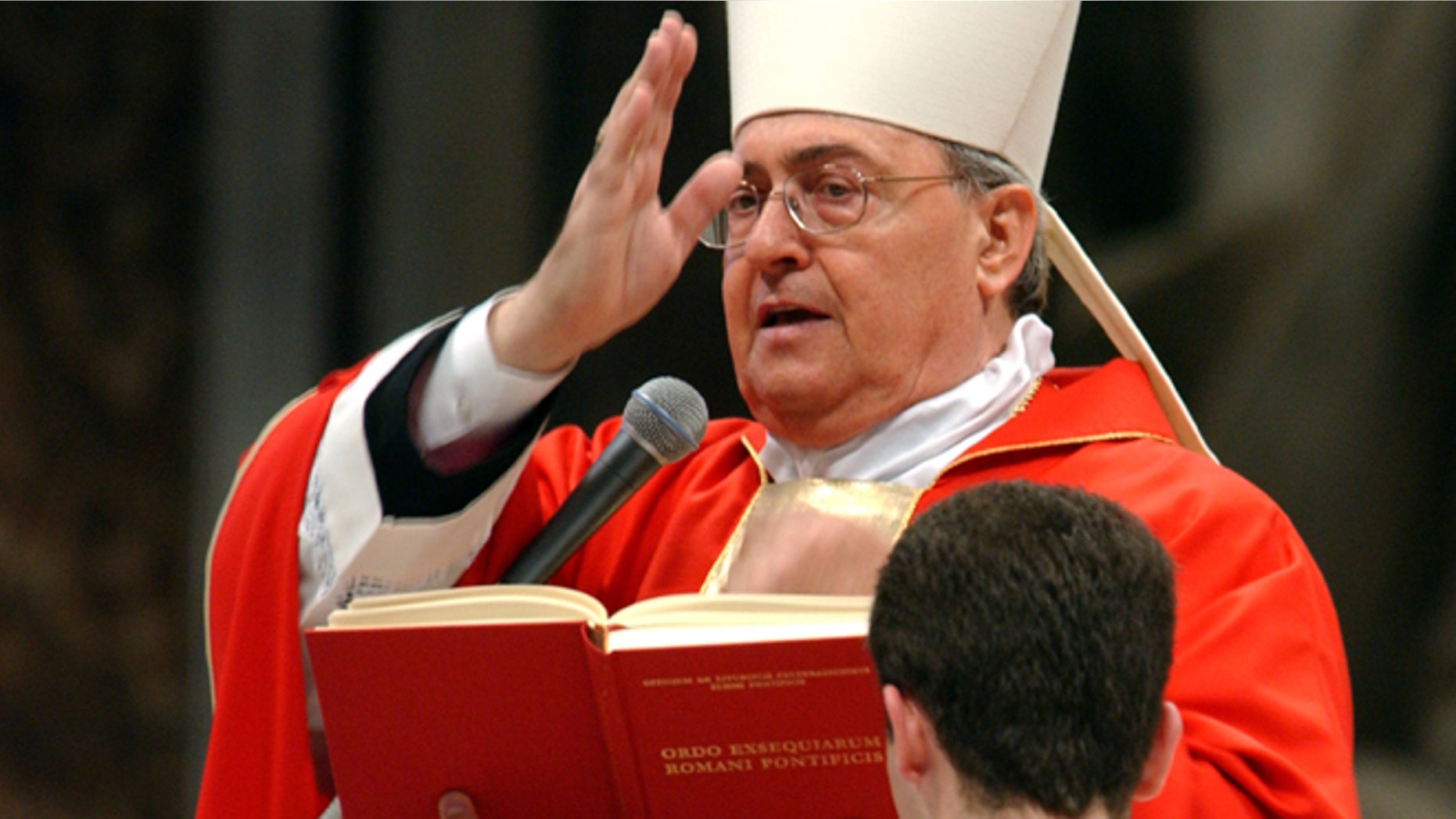 VATICAN CITY - APRIL 13: Argentinian Archibishop Leonardo Sandri celebrate mass in St. Peter's Basilica Apri 13, 2005 in Vatican City. Cardinals celebrate a series of funeral masses for nine days after the death of a Pope and are known as the "Novemdiales." (Photo by Marco Di Lauro/Getty Images)