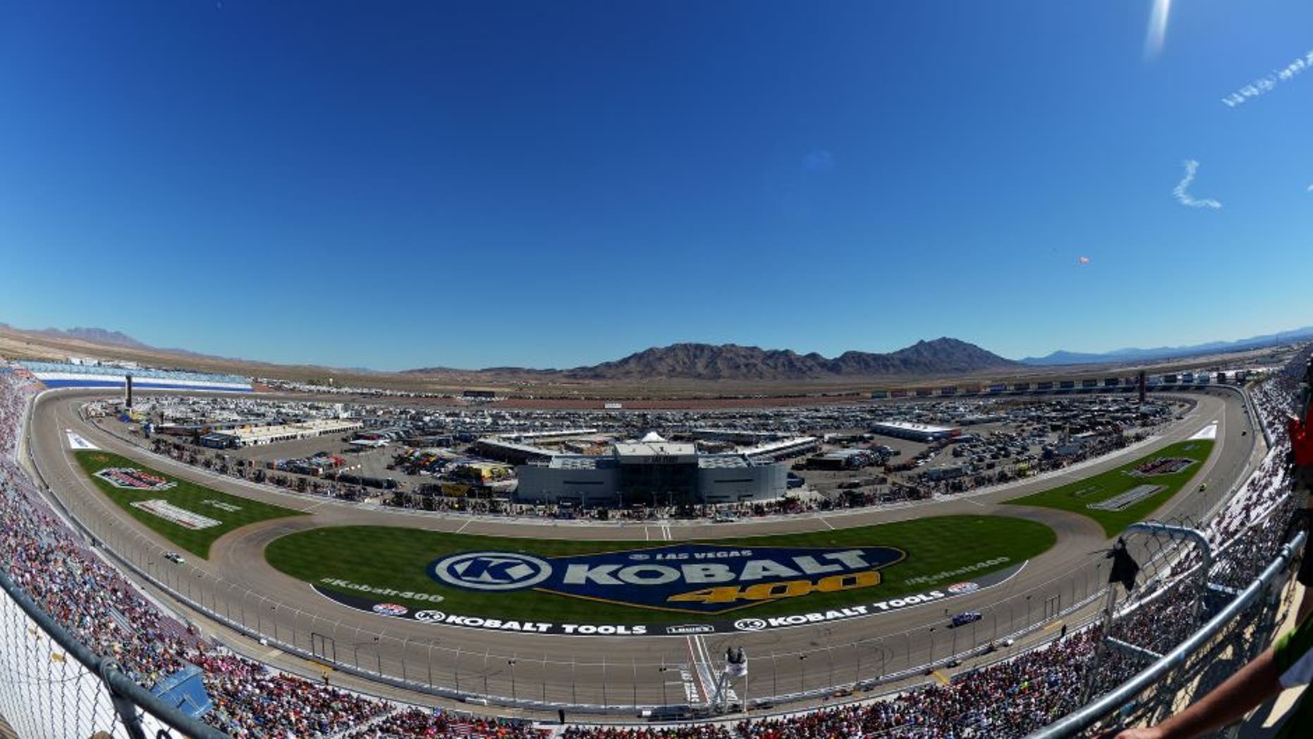 LAS VEGAS, NV - MARCH 08: A general view of cars racing during the NASCAR Nationwide Series Boyd Gaming 300 at Las Vegas Motor Speedway on March 8, 2014 in Las Vegas, Nevada. (Photo by Drew Hallowell/NASCAR via Getty Images)