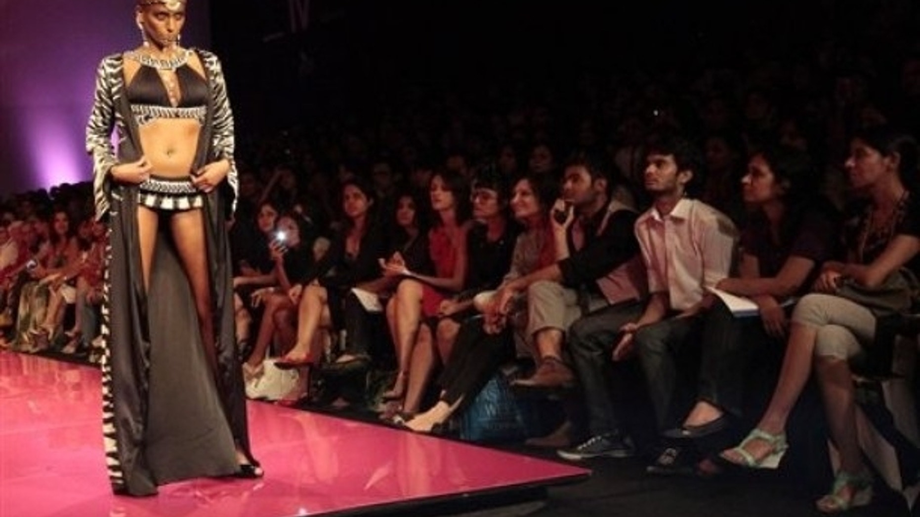 March 7: A model displays designer Malini Ramani's creations on the third day of Lakme fashion week summer/resort 2010 in Mumbai, India.