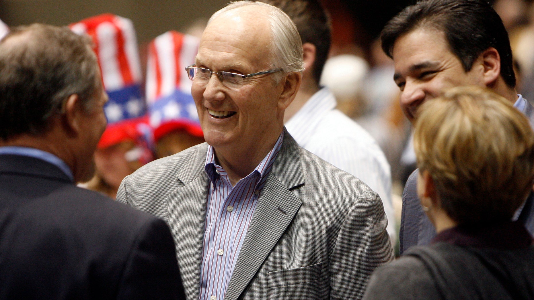 March 6, 2012: Former Idaho Sen. Larry Craig attends the Ada County Republicans caucus.