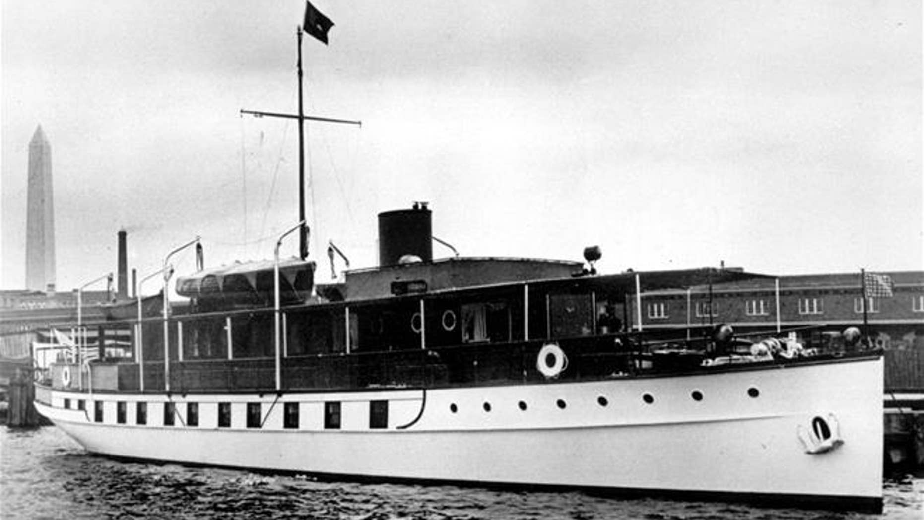 In this March 3, 1932, file photo, the USS Sequoia is viewed in Washington, DC. An investment group with ties to a wealthy industrialist family in India can take ownership of the former US presidential yacht Sequoia with no payment to its current owner, a Delaware judge ruled Monday, Nov. 14, 2016.
