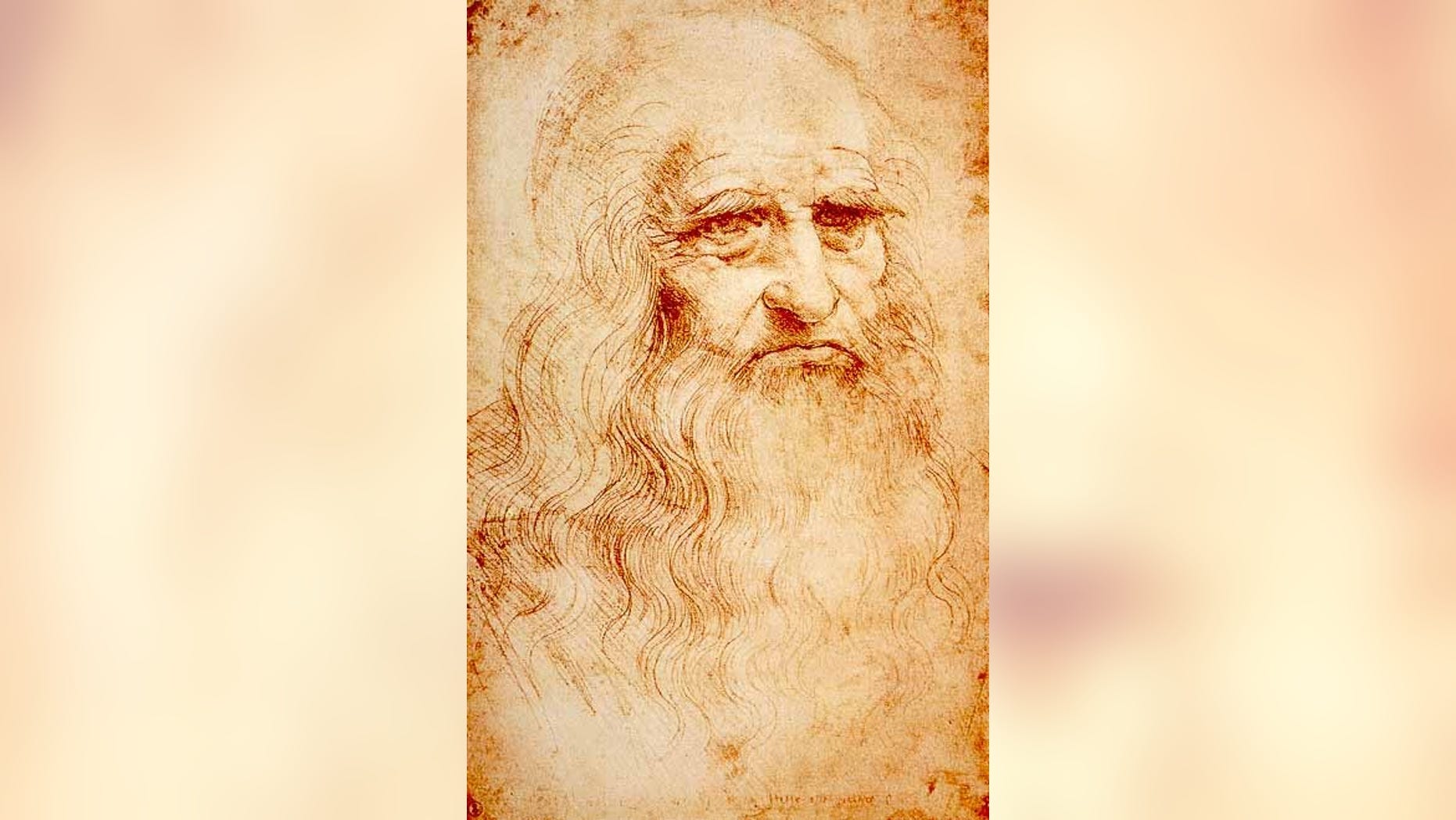 A self-portrait of Leonardo da Vinci done in red chalk.