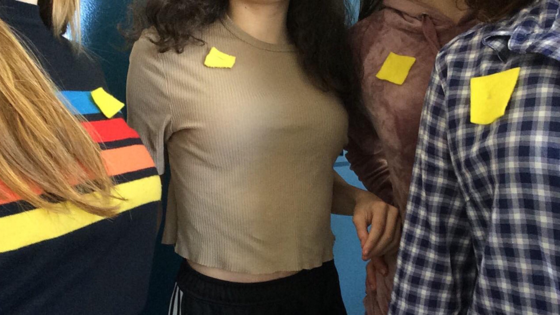 public in Braless teens