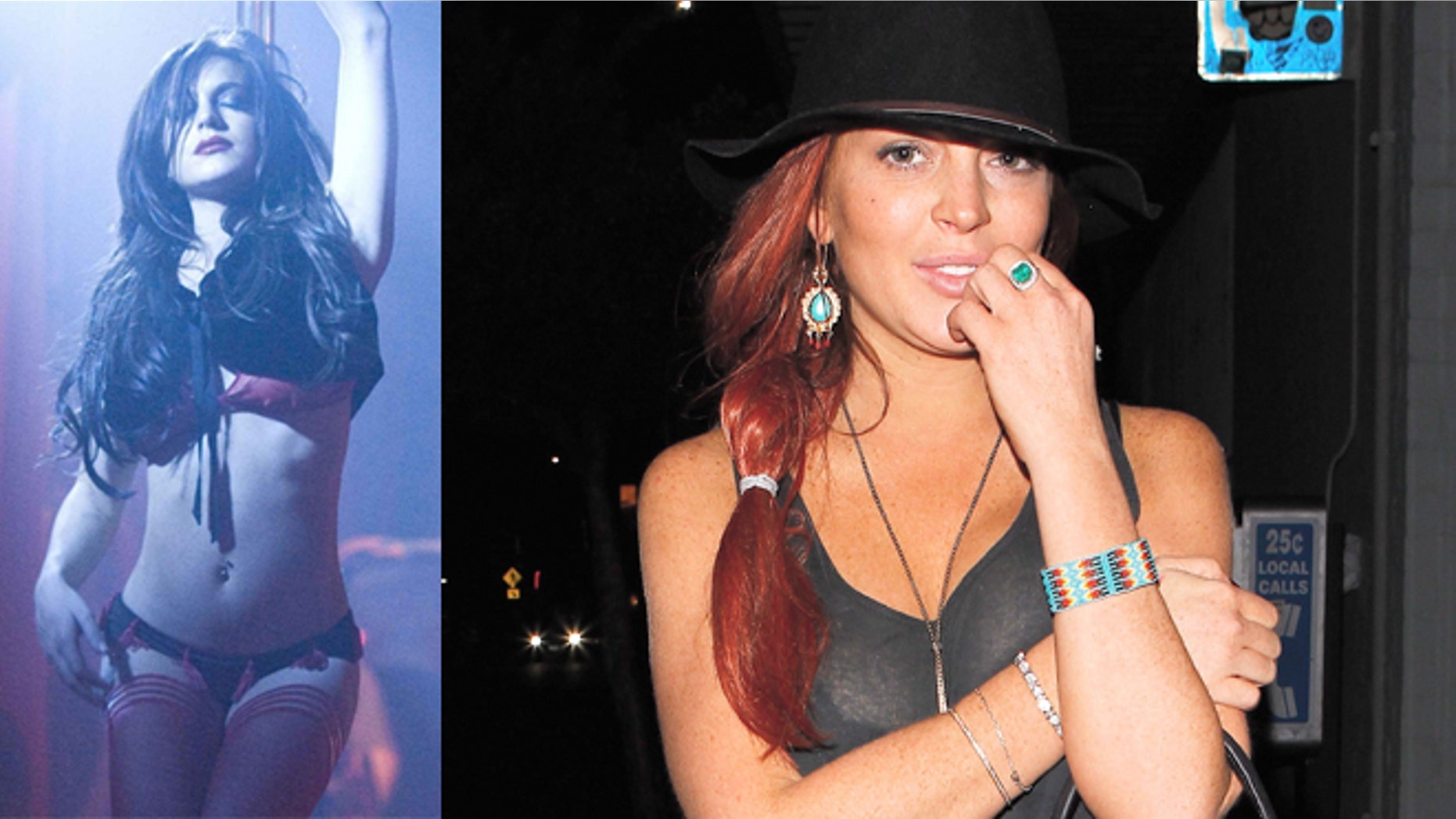 Lindsay Lohan in the 2007 film "I Know Who Killed Me," right, and Lohan in Los Angeles, left.