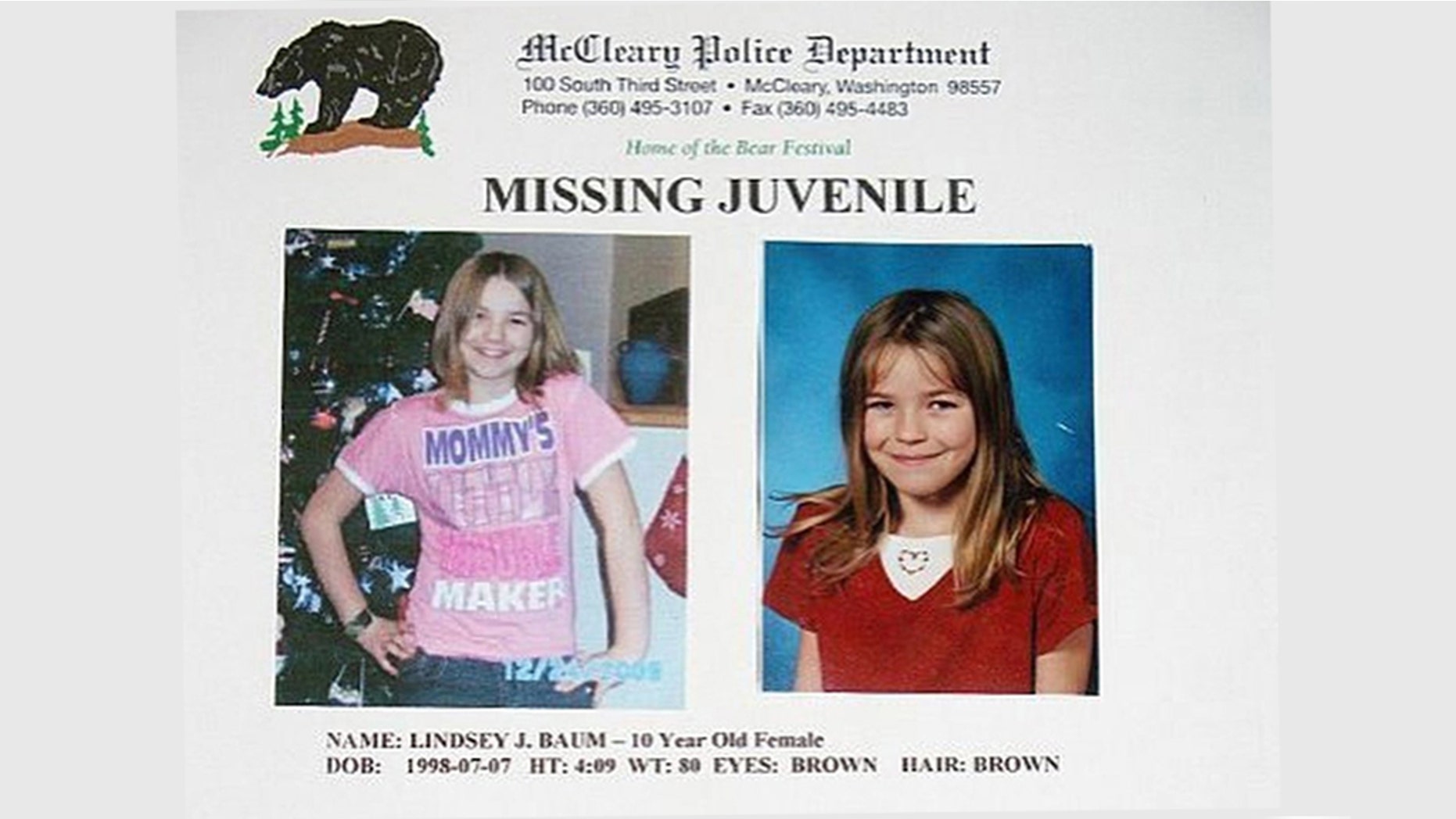 Human remains discovered last fall in eastern Washington have been identified as those of Lindsey Baum, a 10-year-old girl who went missing in 2009, The Grays Harbor County Sheriff's Office announced Thursday.