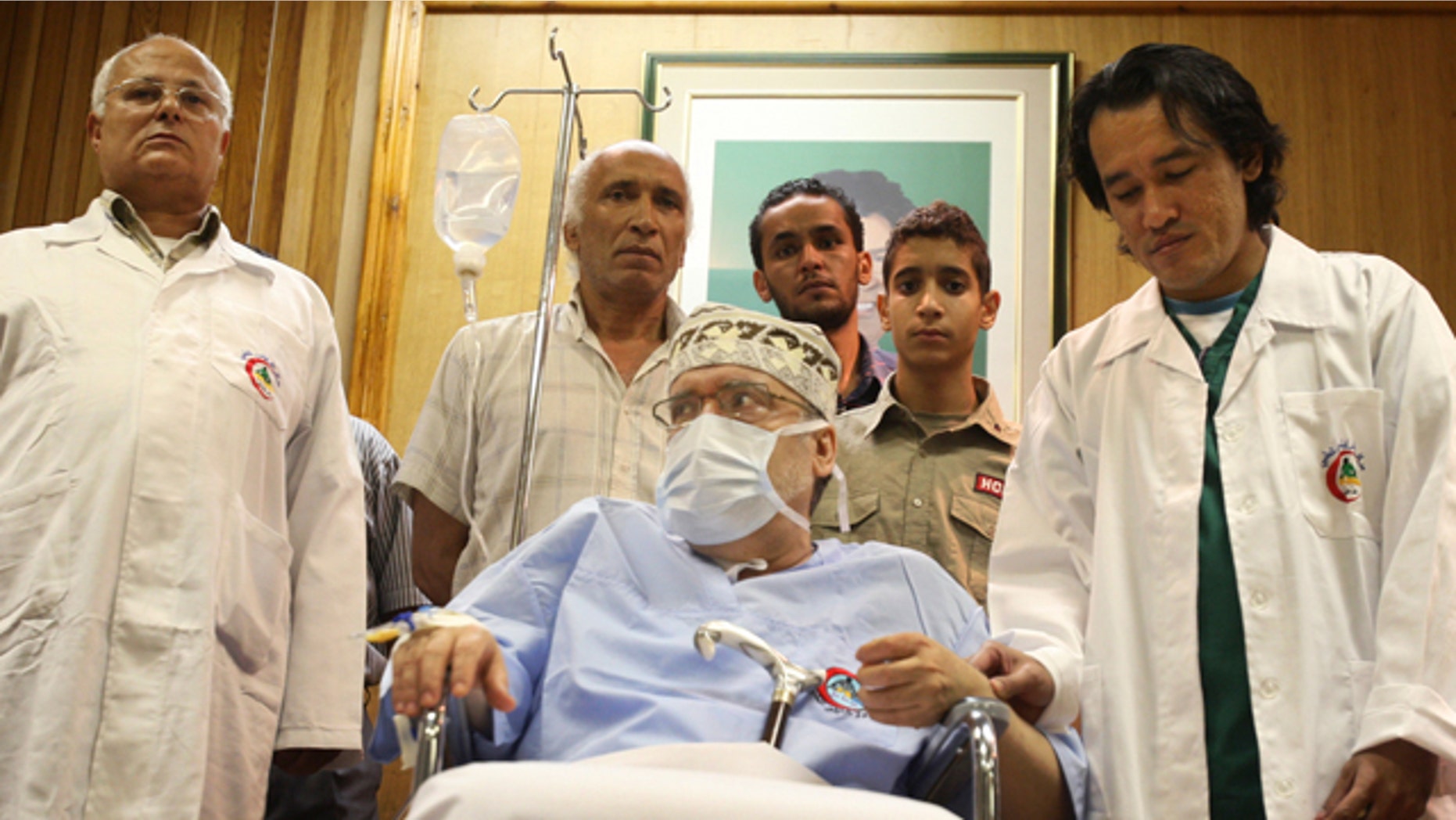 Sept. 9, 2009: Libyan Abdel Baset al-Megrahi, who was found guilty of the 1988 Lockerbie bombing, is visited by a group of African parliamentarians, not pictured, at Tripoli Medical Center in Tripoli, Libya.