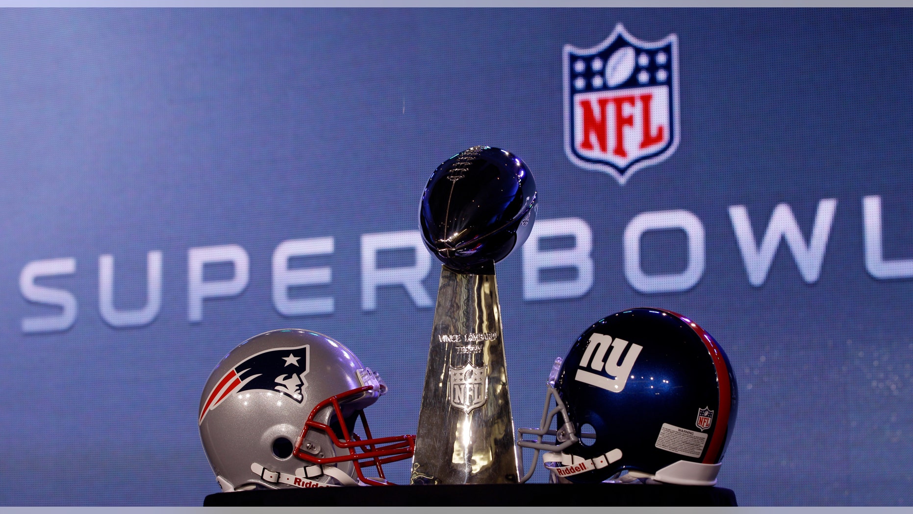 The Vince Lombardi Trophy is seen during a news conference for NFL football's Super Bowl XLVI Friday, Feb. 3, 2012, in Indianapolis. (AP Photo/David J. Phillip)