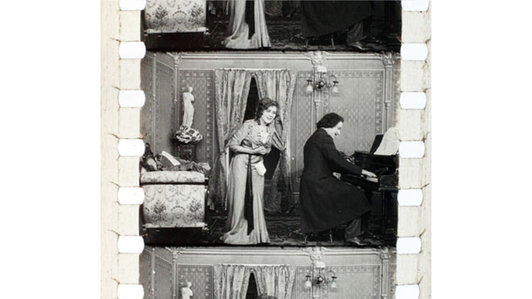September 24, 2013: This image provided by Keene State College shows frames of a 1911 movie with actress Mary Pickford. The film was discovered in a New Hampshire barn and is undergoing restoration. (AP Photo)