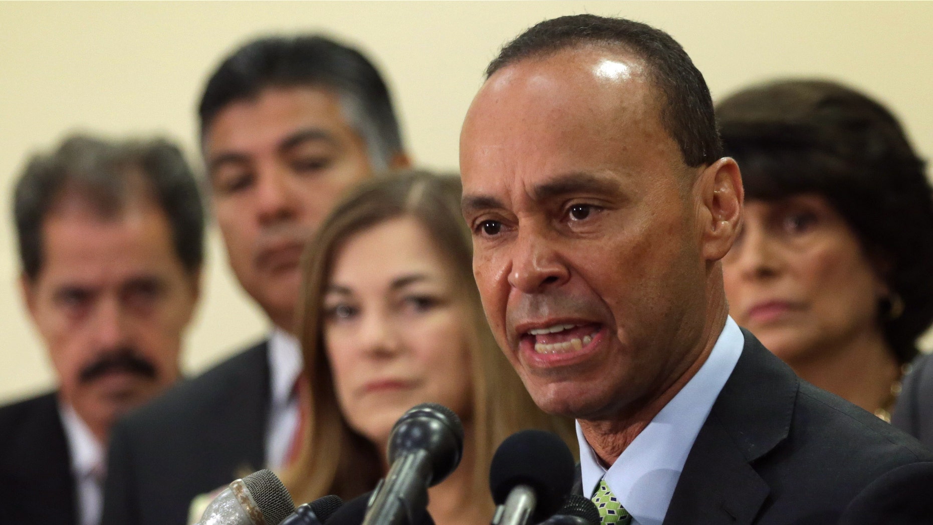 Rep. Gutierrez during a news conference July 11, 2014 on Capitol Hill in Washington, DC.