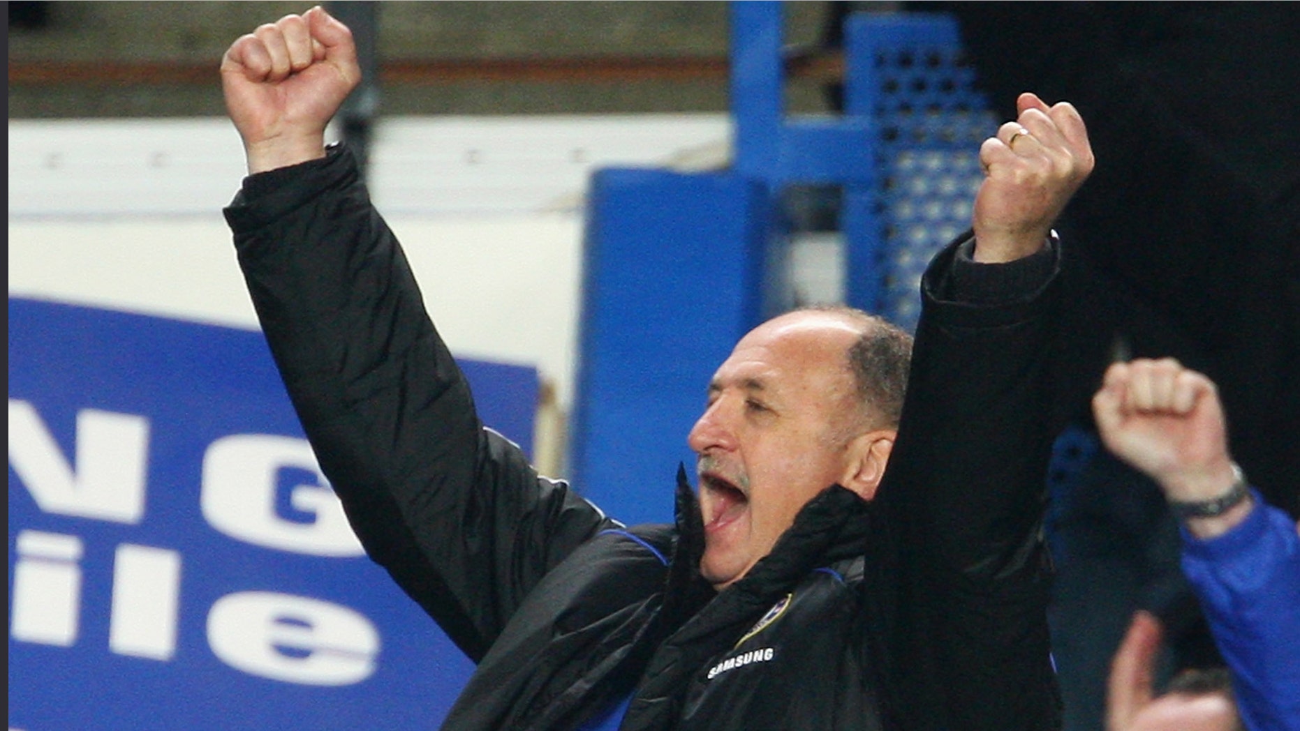 New Brazil coach Luiz Felipe Scolari with his former club Chelsea during the Barclays Premier League match between Chelsea and Middlesbrough at Stamford Bridge on January 28, 2009 in London, England. (Photo by Phil Cole/Getty Images)