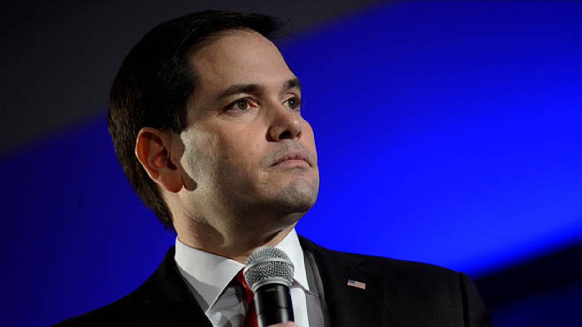NASHUA, NH - JANUARY 23: Republican presidential candidate Marco Rubio speaks at the NHGOP First In The Nation Town Hall January 23, 2016 in Nashua, New Hampshire. The convention was a day long affair and featured presidential candidates looking to win the first in the nation primary. (Photo by Darren McCollester/Getty Images)