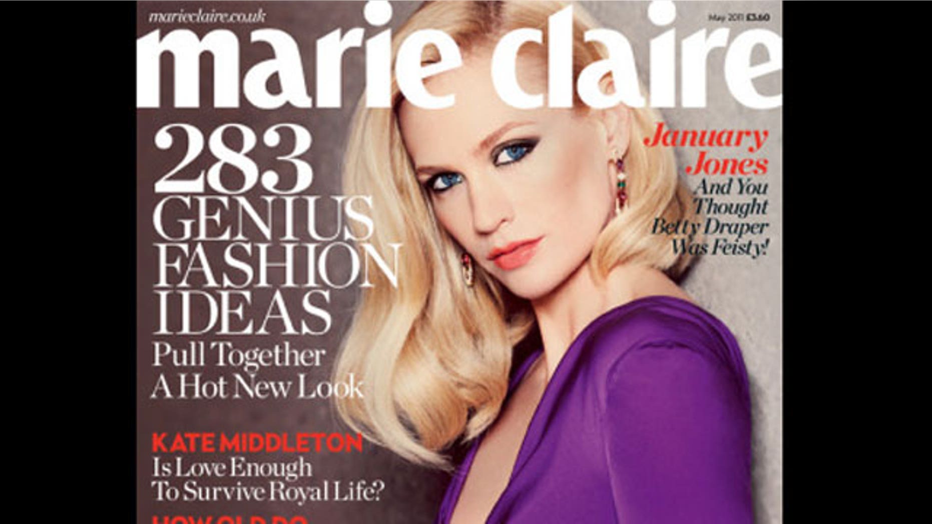 January Jones on the May cover of Marie Claire UK.