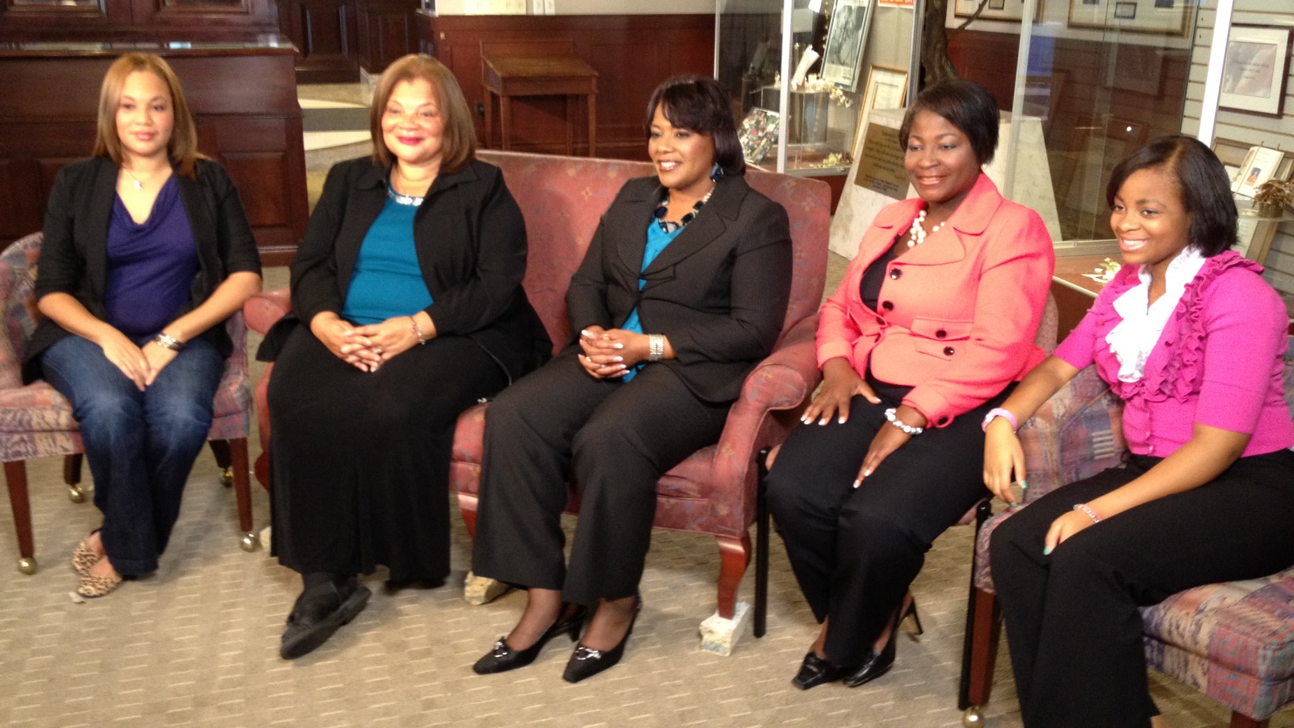 From Left to Right: Jennifer King 26,Grand Niece, Alveda C. King 61, Niece, Bernice A. King 48, Daughter, Angela Farris Watkins, 47, Niece, Farris Watkins 14, Grand Niece