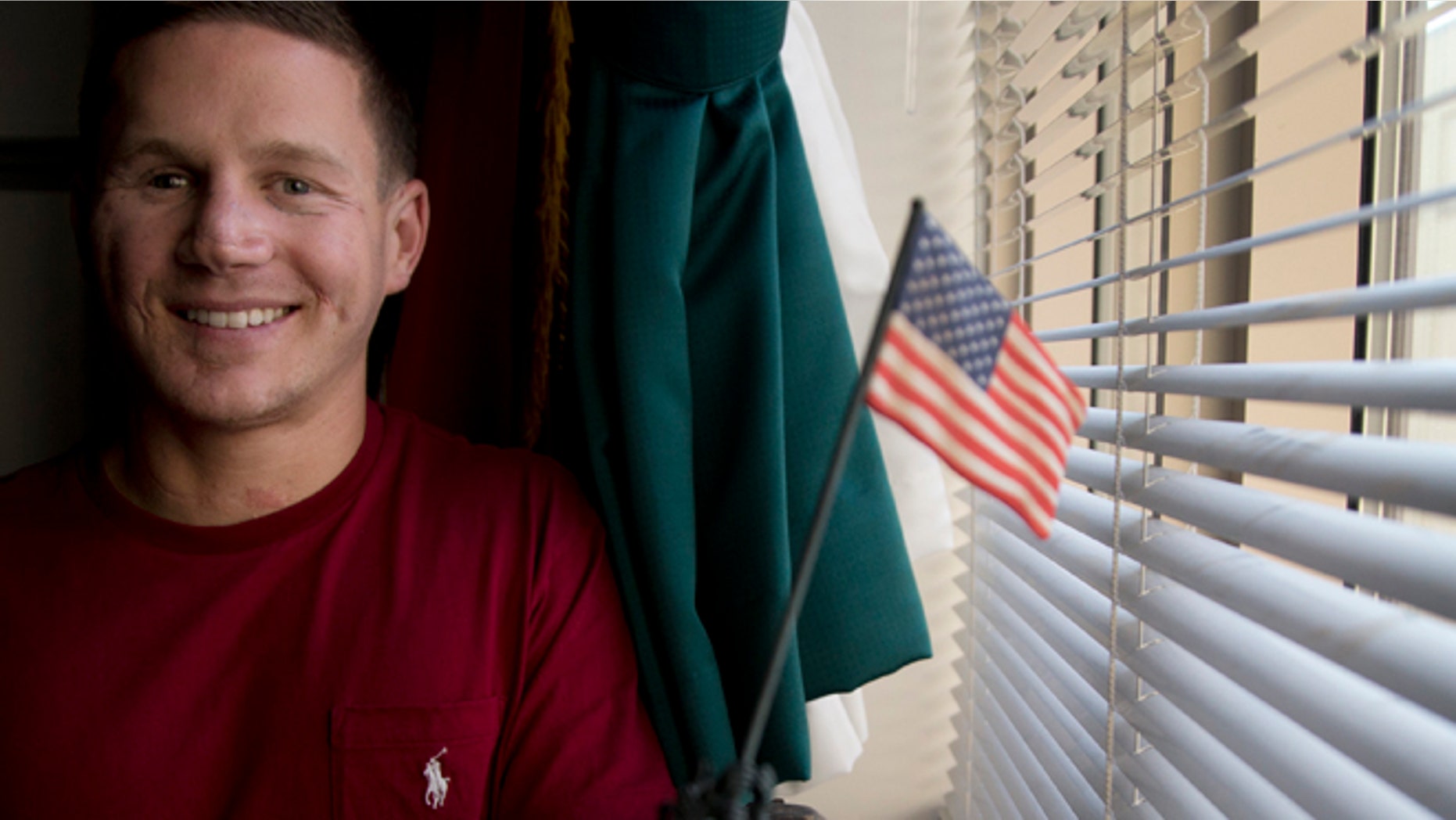 May 13, 2014: Medically retired Marine Lance Cpl. Kyle Carpenter speaks to media at the Pentagon.