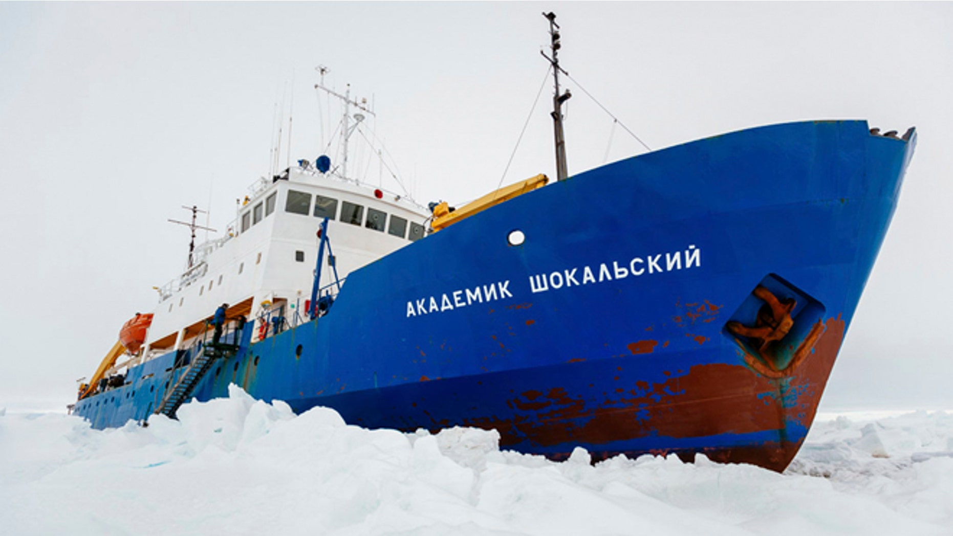 Dec. 27, 2013: In this image provided by Australasian Antarctic Expedition/Footloose Fotography the Russian ship MV Akademik Shokalskiy is trapped in thick Antarctic ice 1,500 nautical miles south of Hobart, Australia.