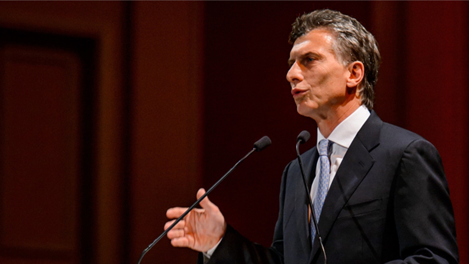 BUENOS AIRES, ARGENTINA - SEPTEMBER 6: Buenos Aires Mayor Mauricio Macri delivers his speech during the opening ceremony of the 125th session of the International Olympic Committee (IOC) on September 6, 2013 at Teatro Colon in Buenos Aires, Argentina. IOC members will vote in Buenos Aires on September 7 to decide whether to award the 2020 Games to Istanbul, Madrid or Tokyo. (Photo by Fabrice Coffrini-Pool/GettyImages)