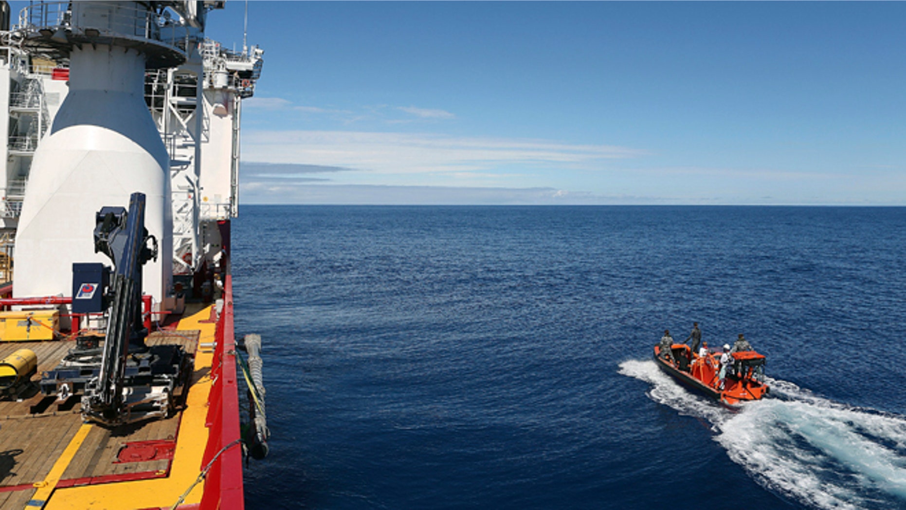 In this April 7, 2014 photo provided by the Australian Defense Force a fast response craft manned by members ofthe Australian Defense's ship Ocean Shield is deployed to scan the water for debris of the missing Malaysia Airlines Flight 370 in the southern Indian Ocean. Up to 14 planes and as many ships were focusing on a single search area covering 77, 580 square kilometers (29,954 square miles) of ocean, 2,270 kilometers (1,400 miles) northwest of the Australian west coast city of Perth, Australia. (AP Photo/Australian Defense Force, LSIS Bradley Darvill) EDITORIAL USE ONLY