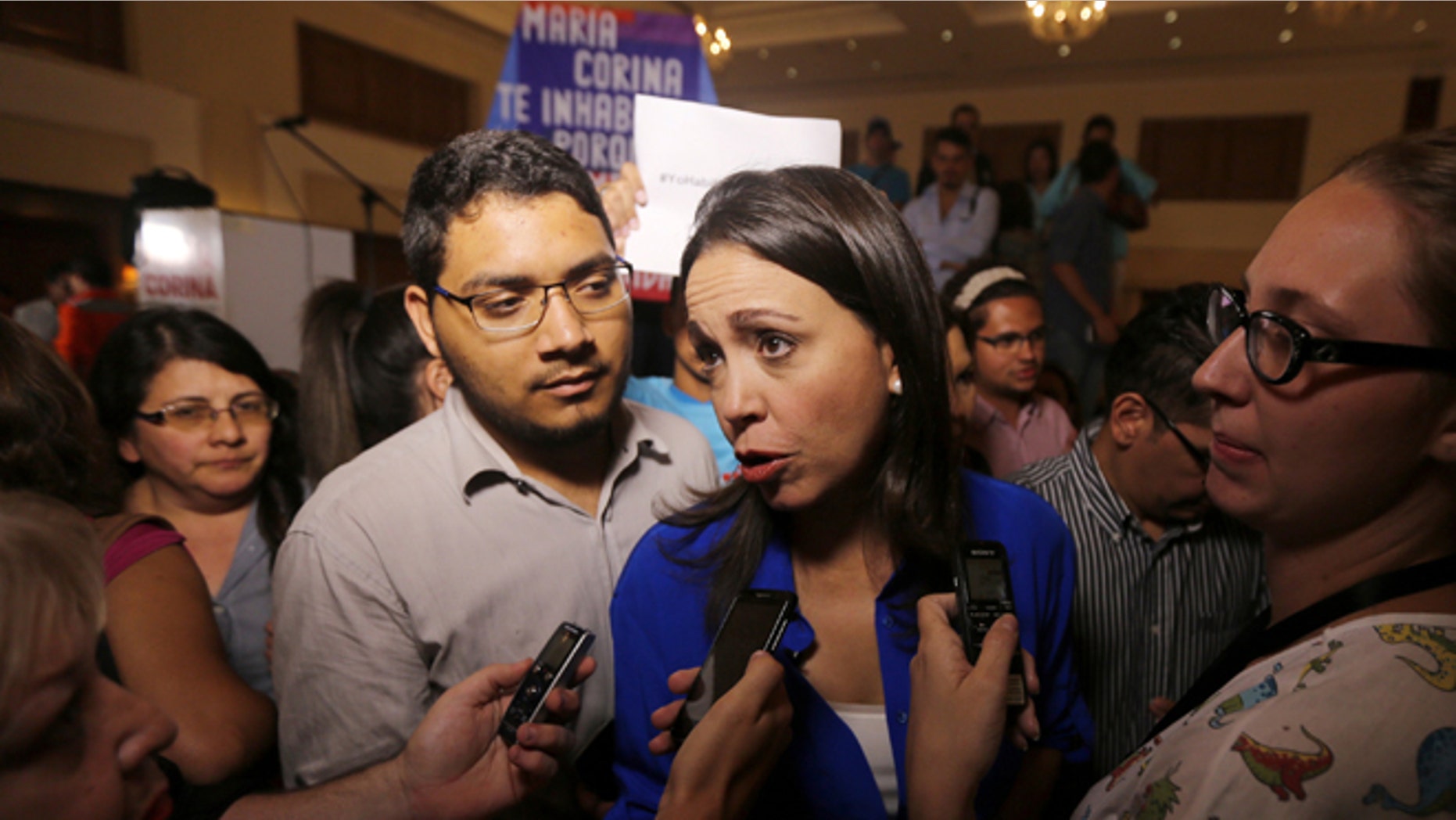 Opposition leader and former Congresswoman Maria Corina Machado in Caracas, Venezuela, Wednesday, July 15, 2015.