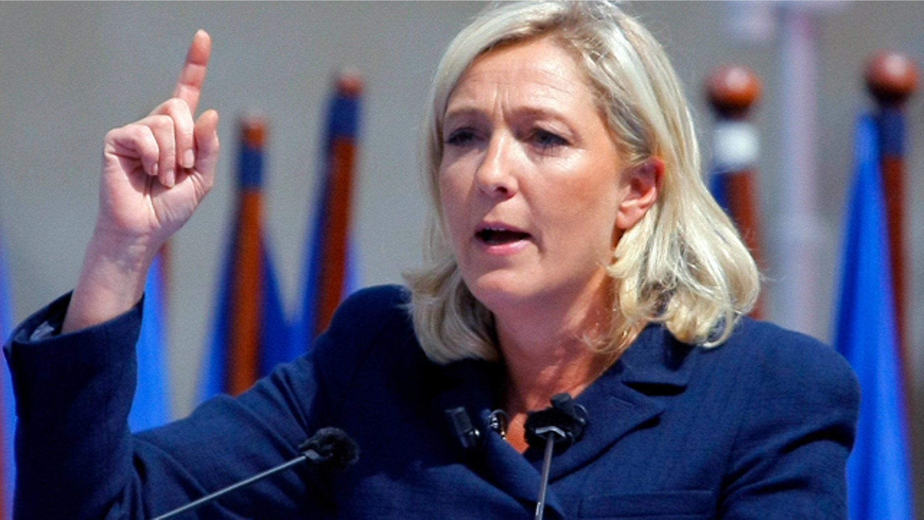 May 1, 2011: France's far-right National Front political leader Marine Le Pen delivers a speech.