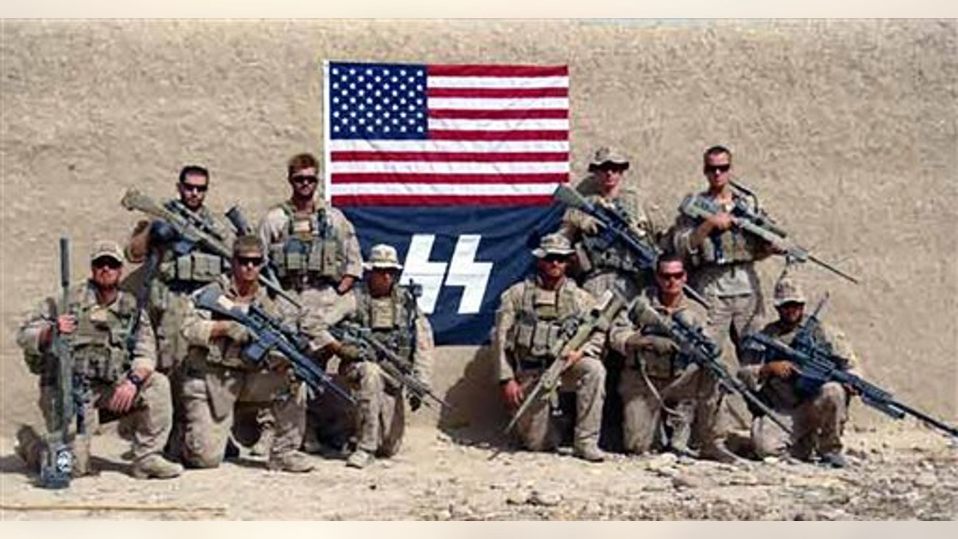 This Sept. 2010 photo posted recently on the Titiusville, Florida-based arms manufacturer Knight's Armament's Internet blog, shows members of Charlie Company, 1st Reconnaissance Battalion, out of Camp Pendleton, Calif. in Sangin, Helmand province, Afghanistan.
