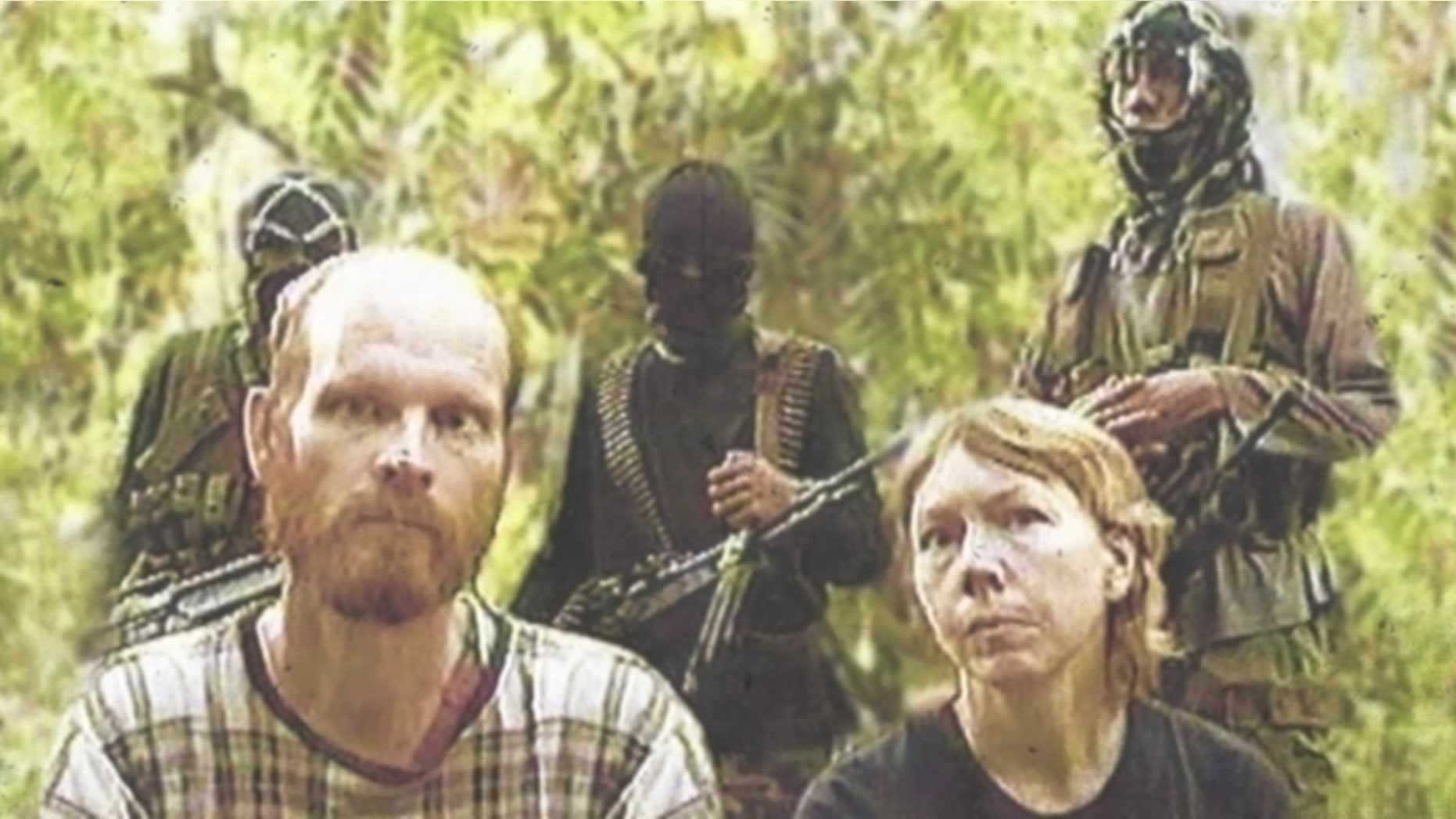 Martin and Gracia Burnham in captivity in the Philippines. Martin Burnham was later killed during a rescue attempt by the Philippine army.