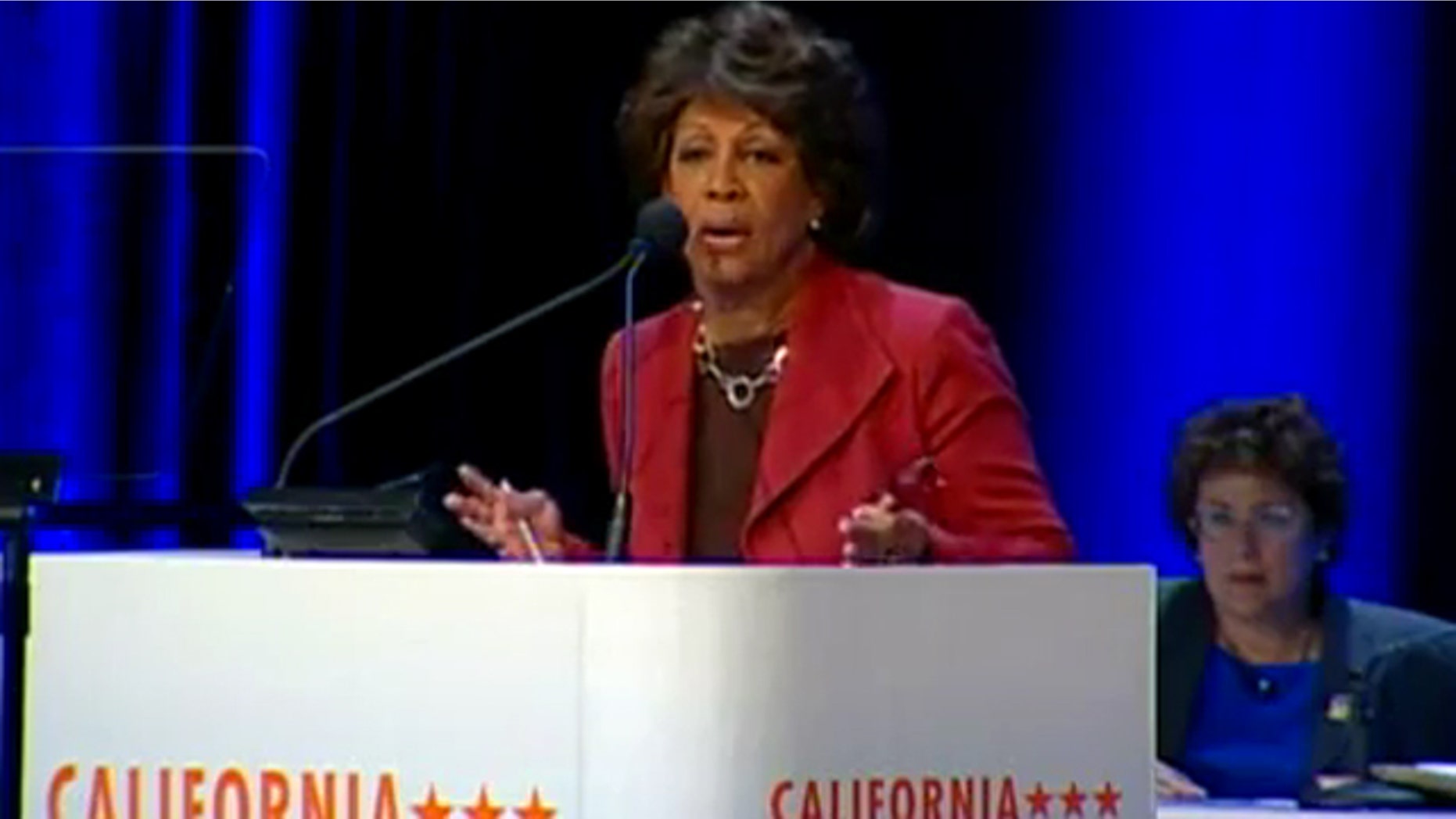 Rep. Maxine Waters speaks to the California Democratic Convention in San Diego.