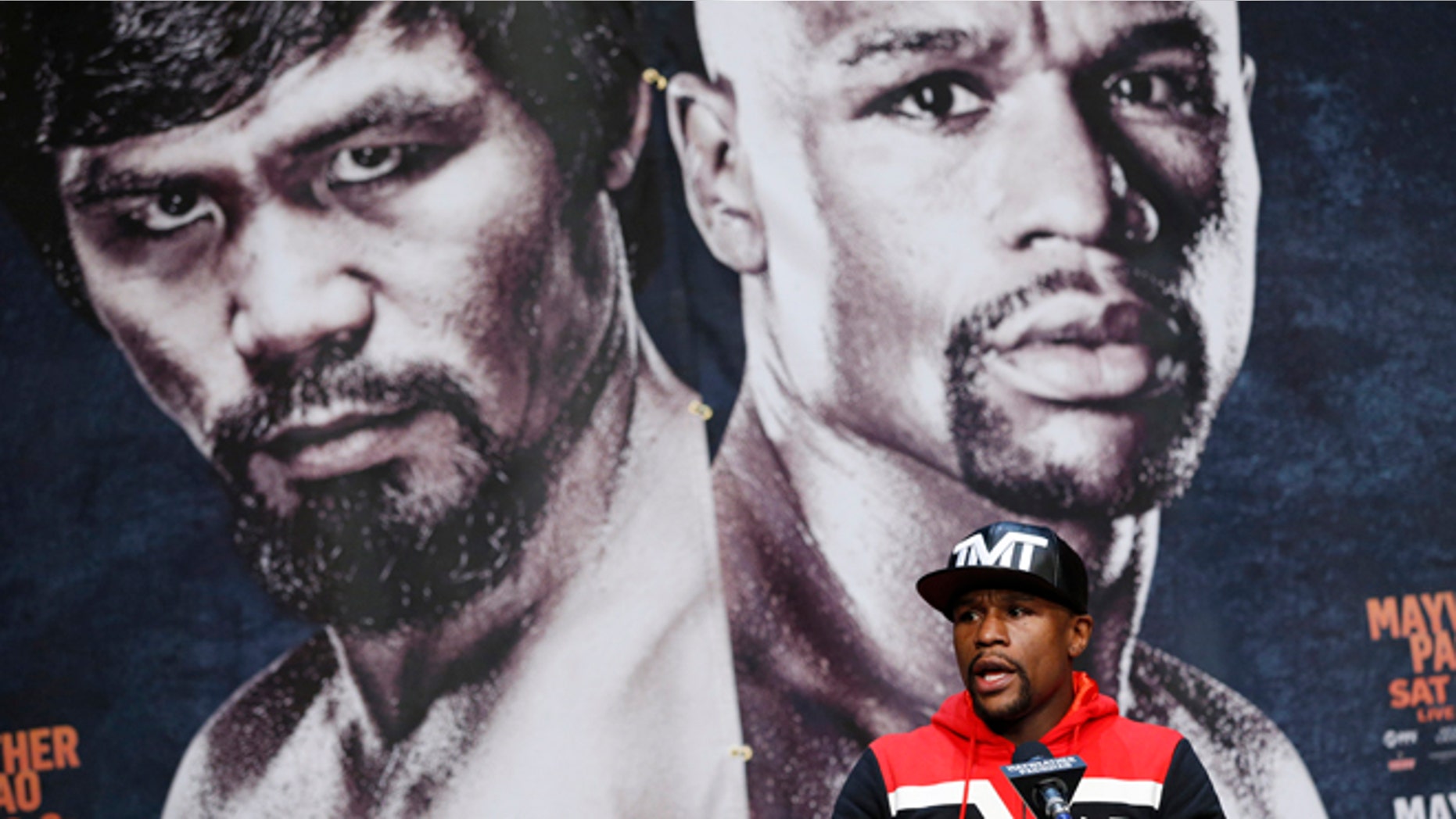 Boxer Floyd Mayweather Jr. speaks during a press conference Wednesday, April 29, 2015, in Las Vegas.