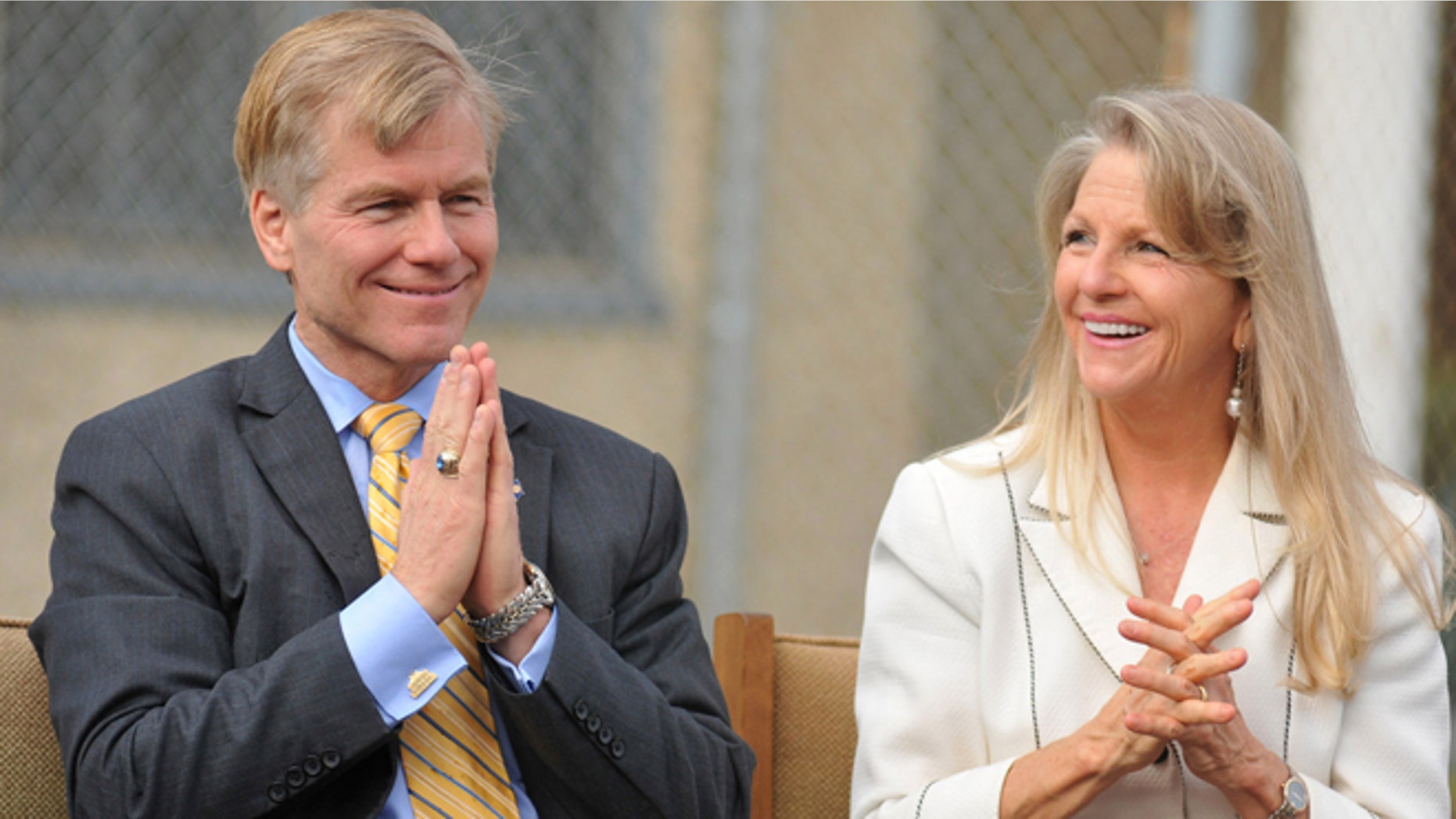 FILE: Oct. 22, 2013: Then-Virginia Gov. Bob McDonnell and wife Maureen at Saint Joseph School in Petersburg, Va.