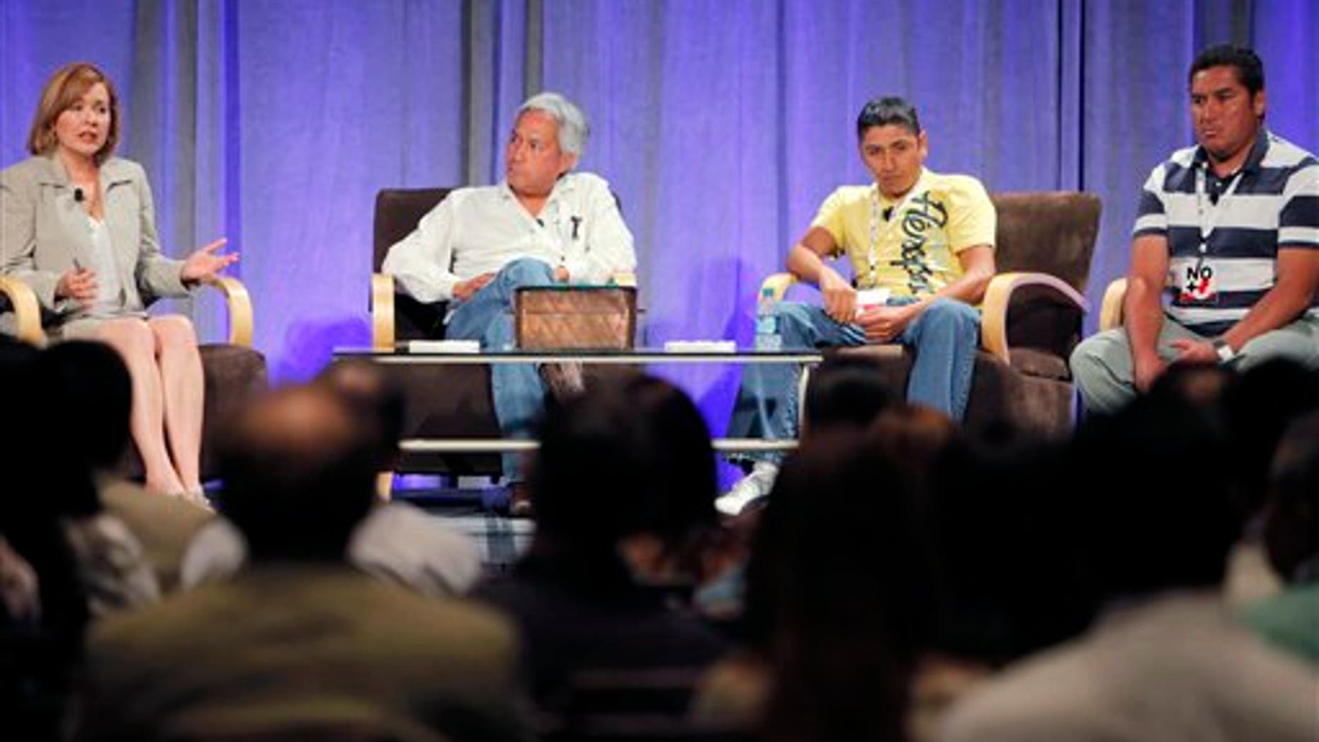June 15: Angela Kocherga of Belo TV, and Mexican journalists Emilio Gutierrez Soto, Ricardo Chavez Aldana and Alejandro Hernandez Pacheco appear during the National Association of Hispanic Journalists convention Lake Buena Vista, Fla.