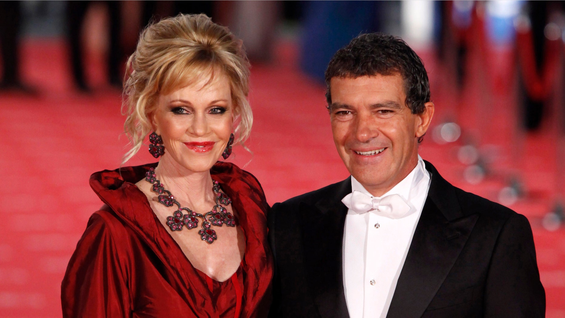 MADRID, SPAIN - FEBRUARY 19: Melanie Griffith and Antonio Banderas arrives to Goya Cinema Awards 2012 ceremony, at the Palacio Municipal de Congresos on February 19, 2012 in Madrid, Spain. (Photo by Pablo Blazquez Dominguez/Getty Images)